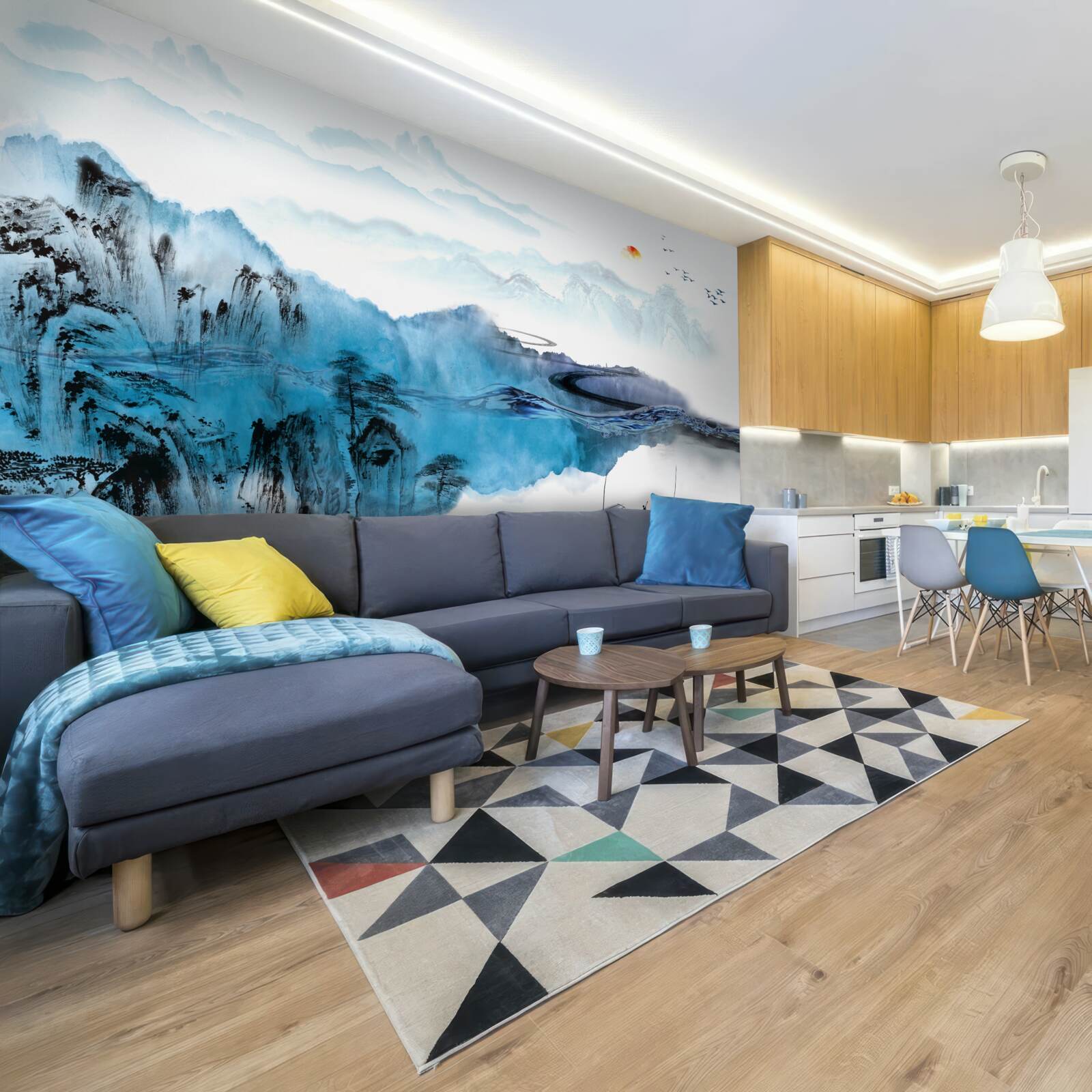 Fotobehang berg vissersdorp