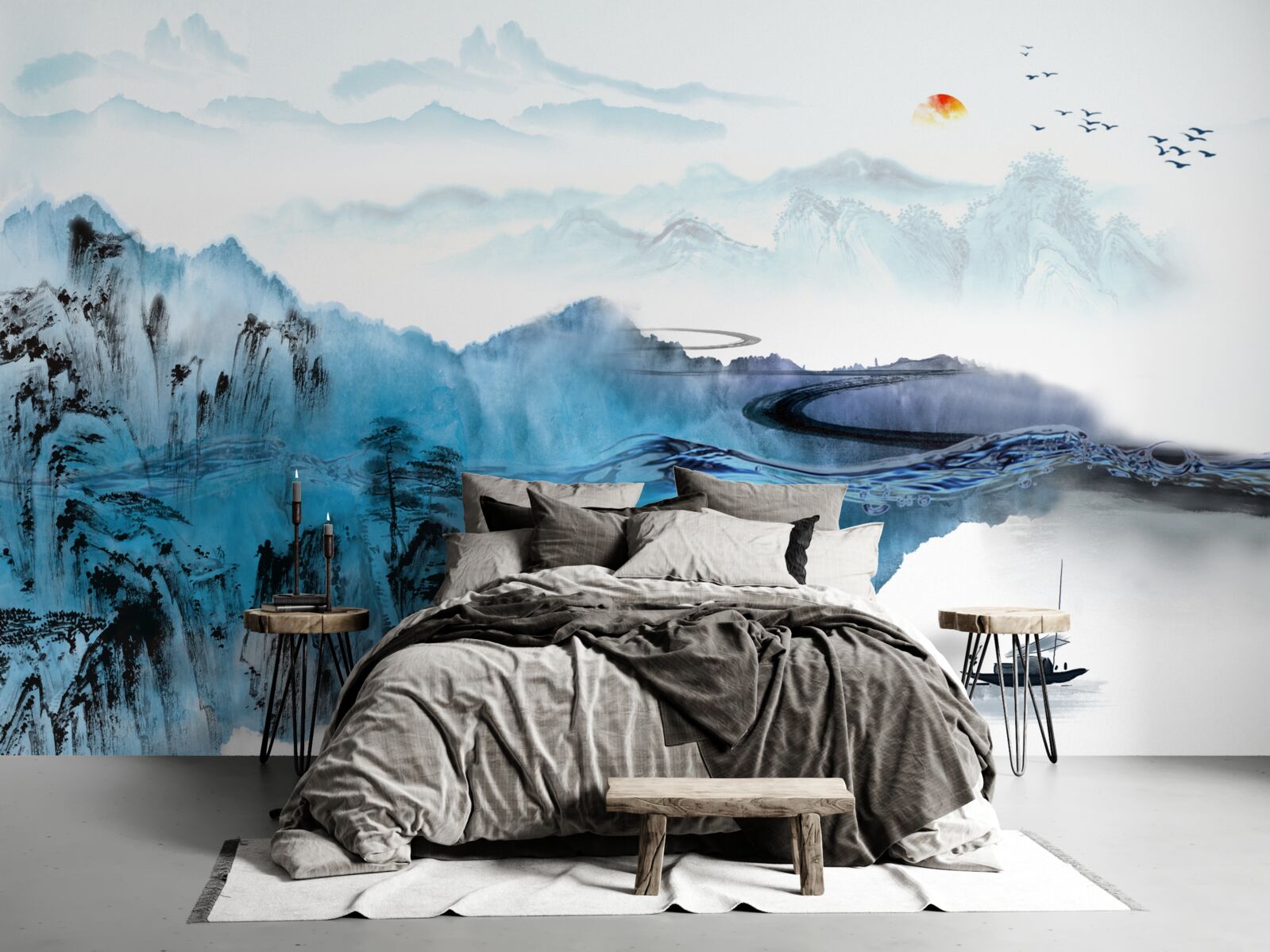 Fotobehang berg vissersdorp