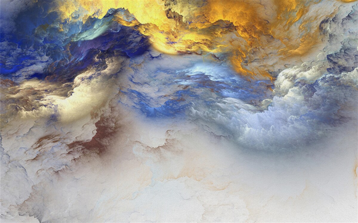 Fotobehang marmer met schakeringen, geschilderd in blauw en geel