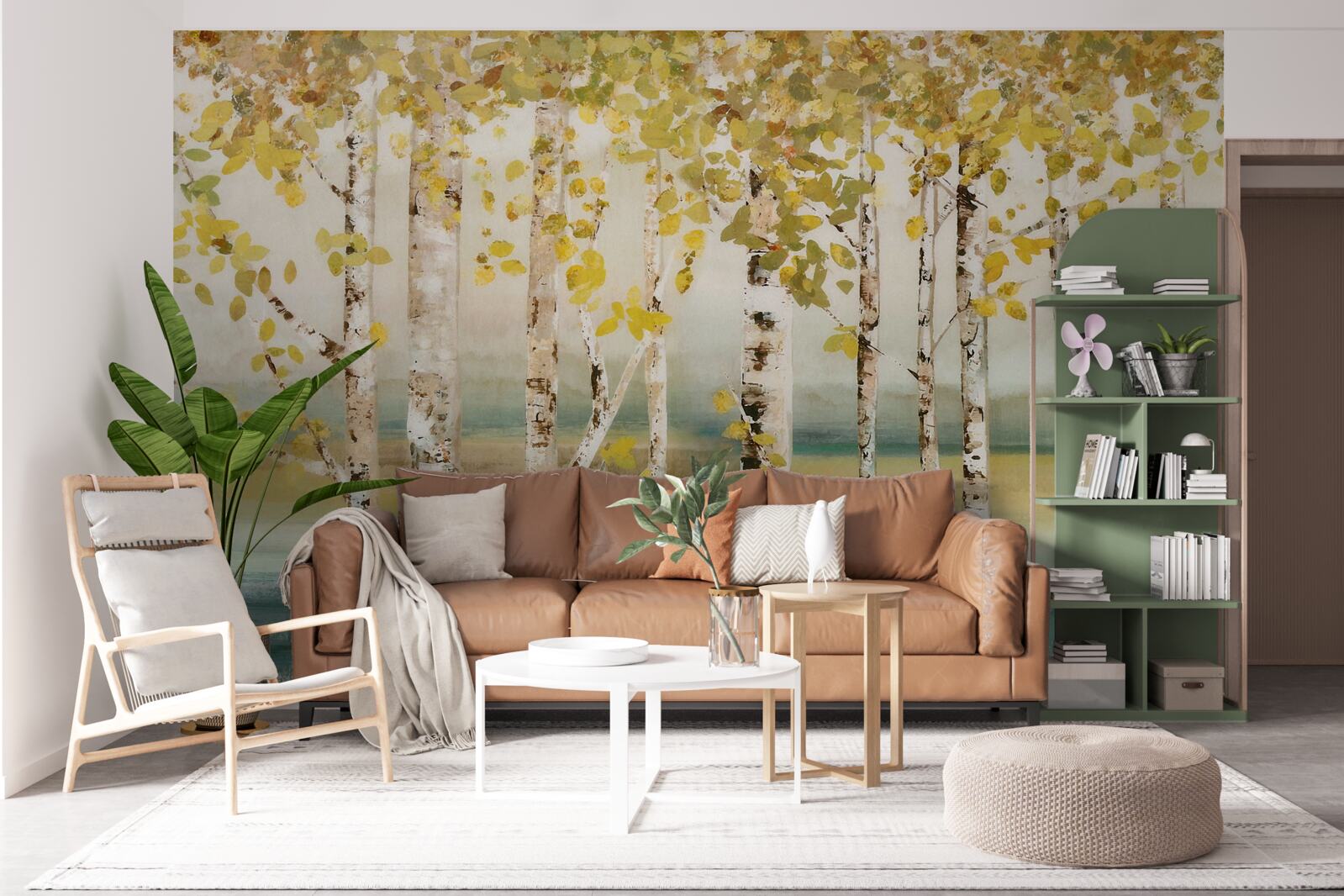 Fotobehang berkenbosvijver in de herfst