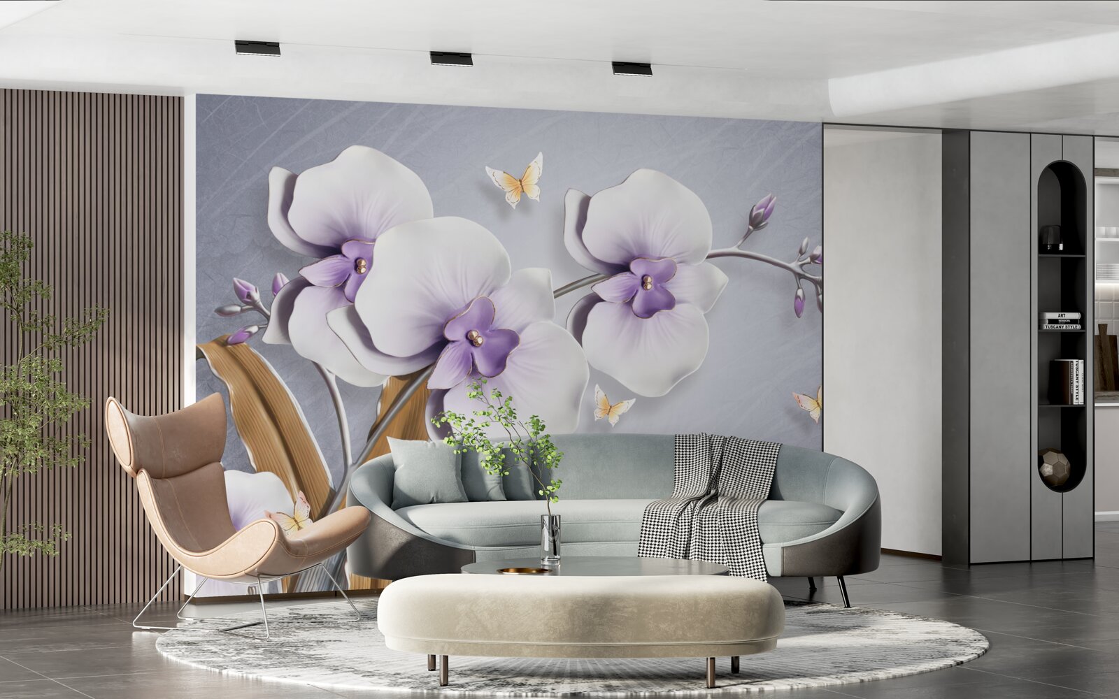 Fotobehang grote lila orchideeën