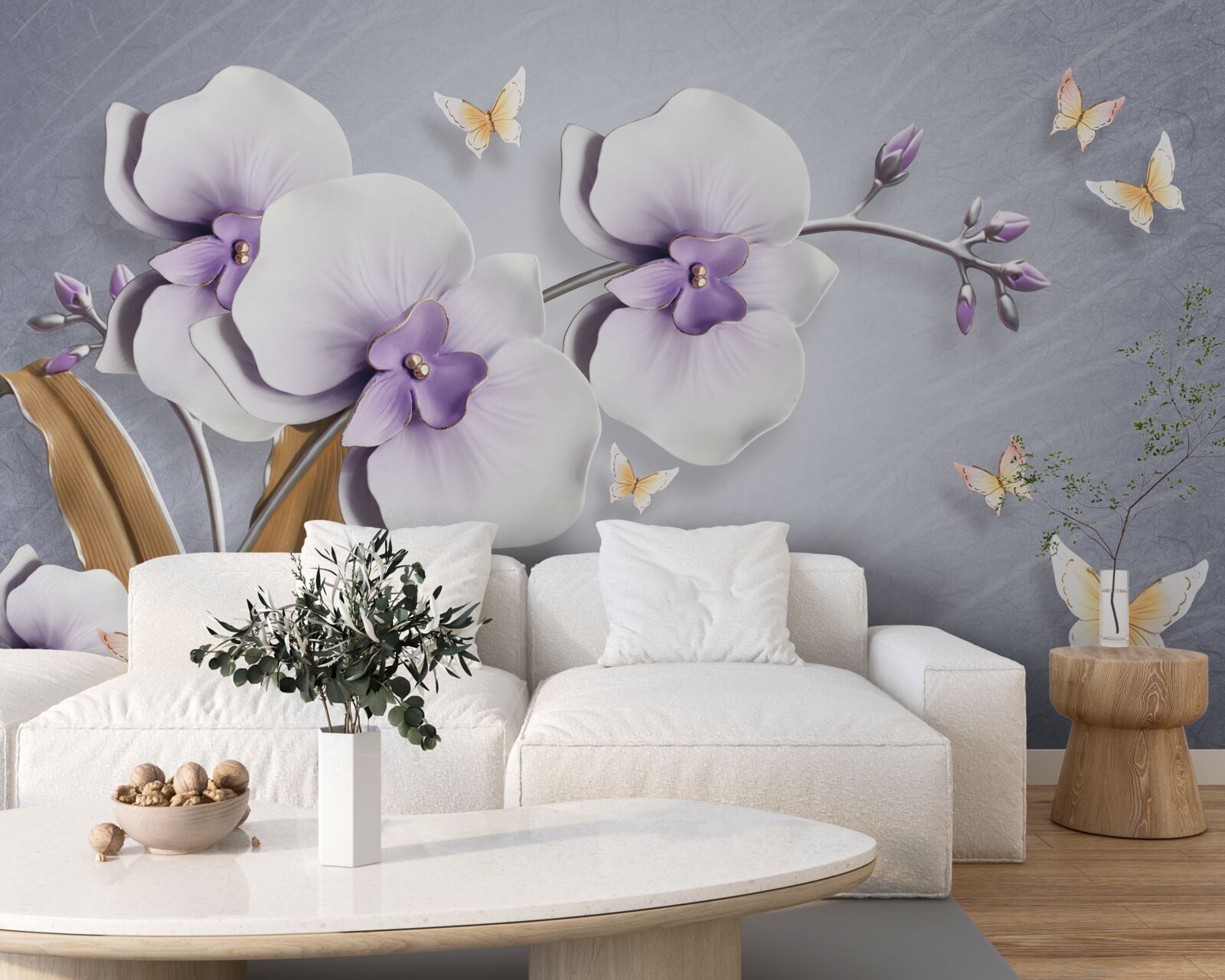 Fotobehang grote lila orchideeën