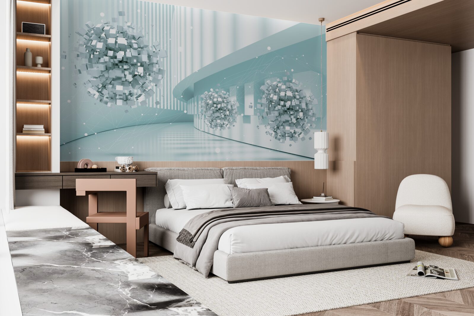 Fotobehang onzichtbare kogels glijden langs een baan