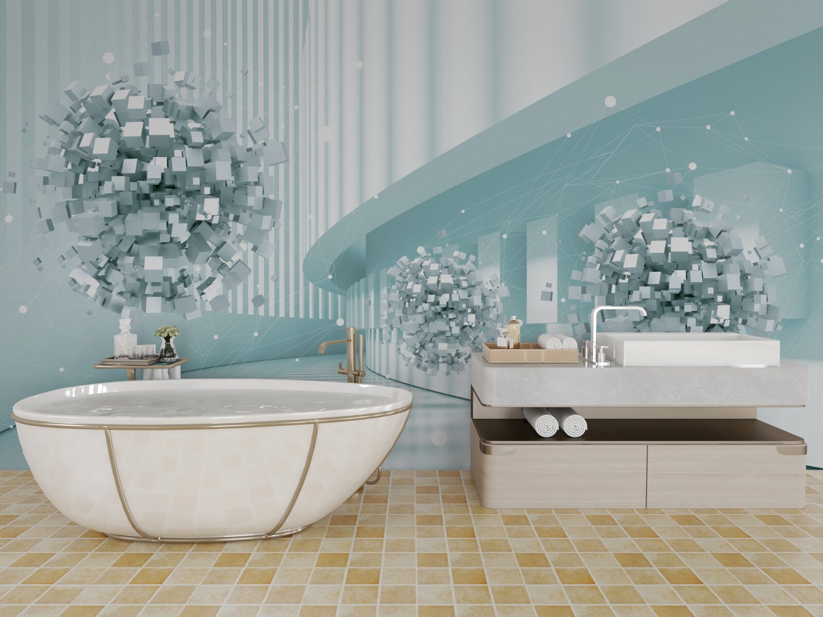 Fotobehang onzichtbare kogels glijden langs een baan