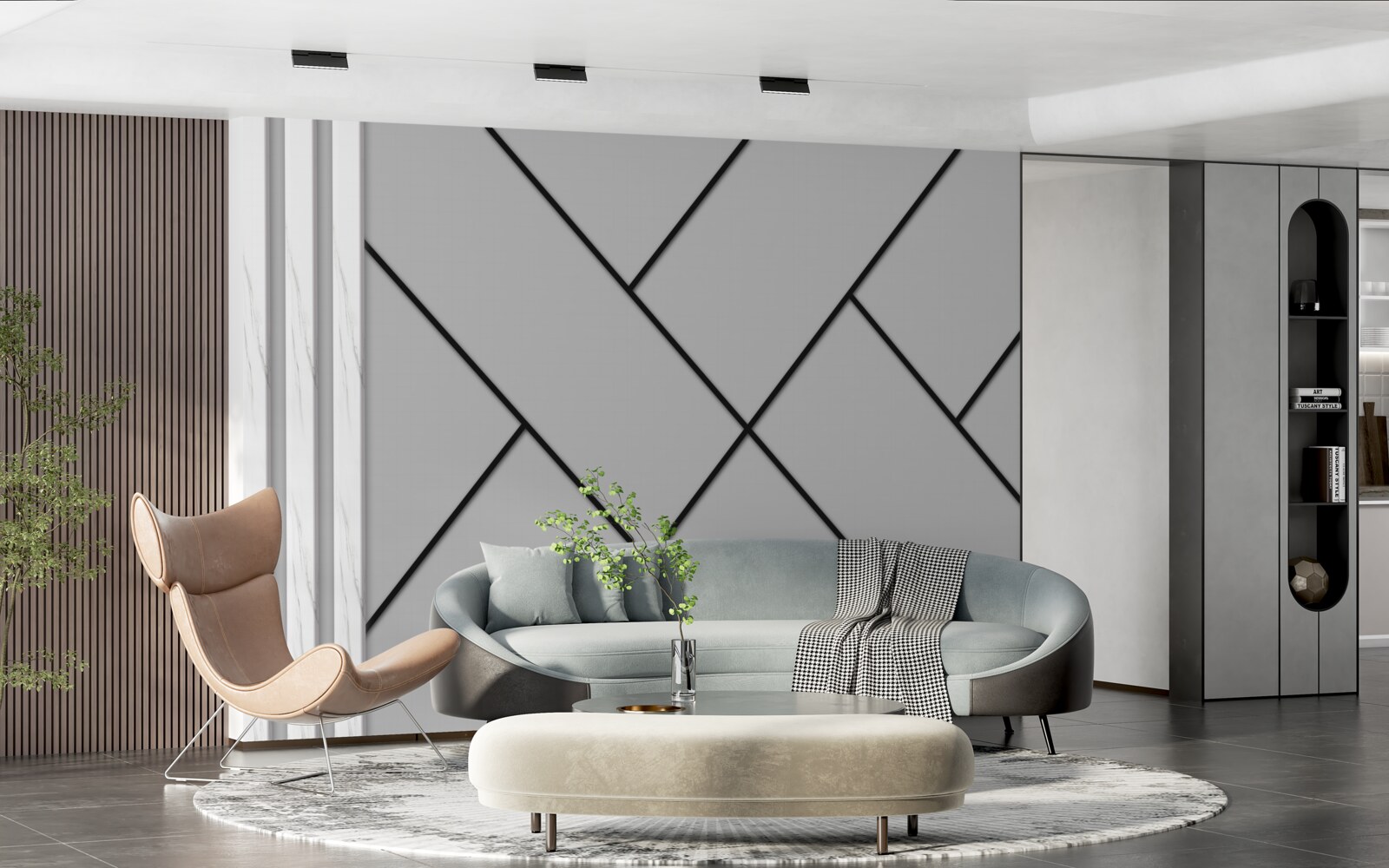 Fotobehang rechte trajecten kruisen