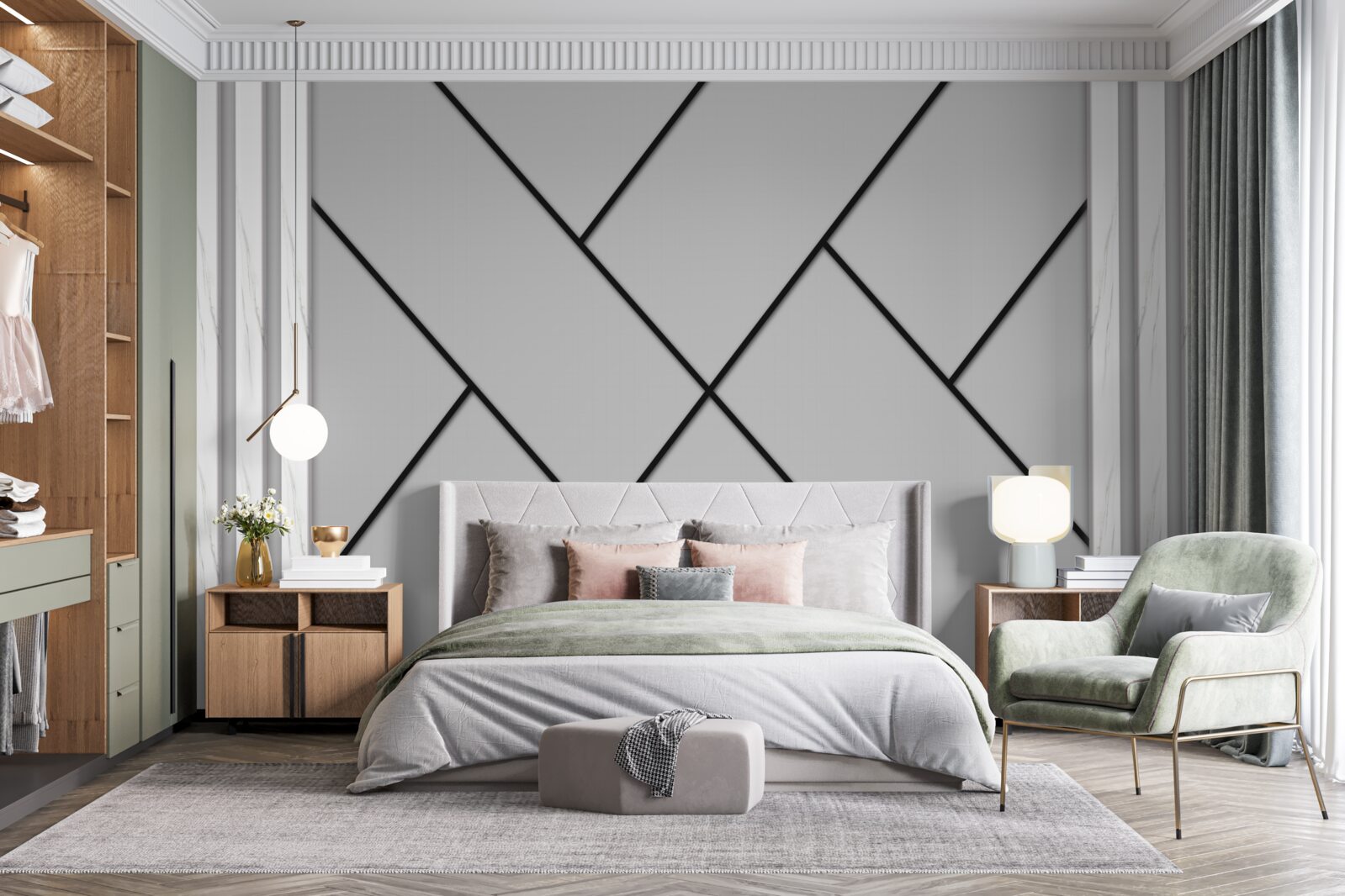 Fotobehang rechte trajecten kruisen