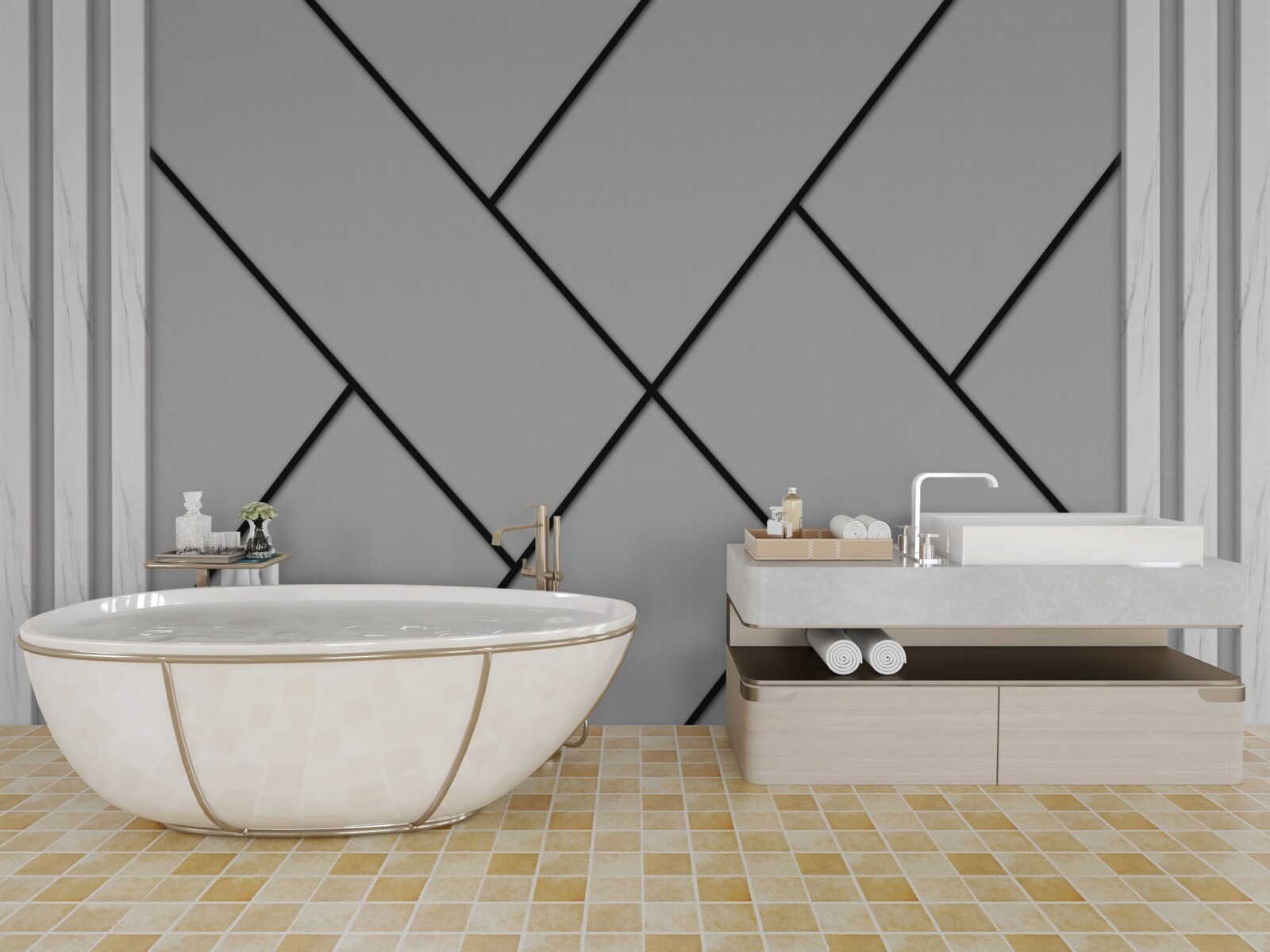 Fotobehang rechte trajecten kruisen