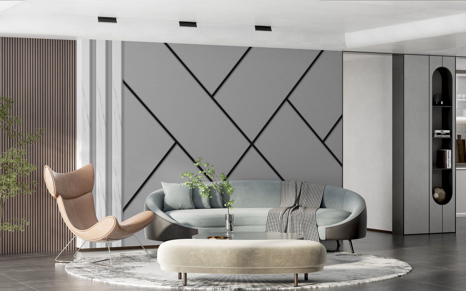 Fotobehang rechte trajecten kruisen