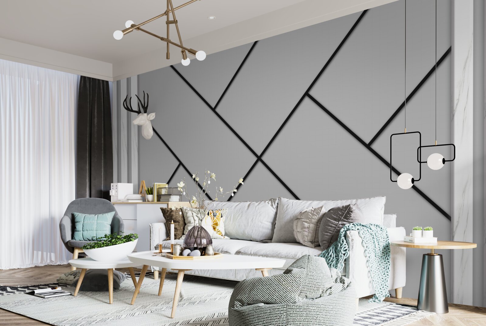 Fotobehang rechte trajecten kruisen