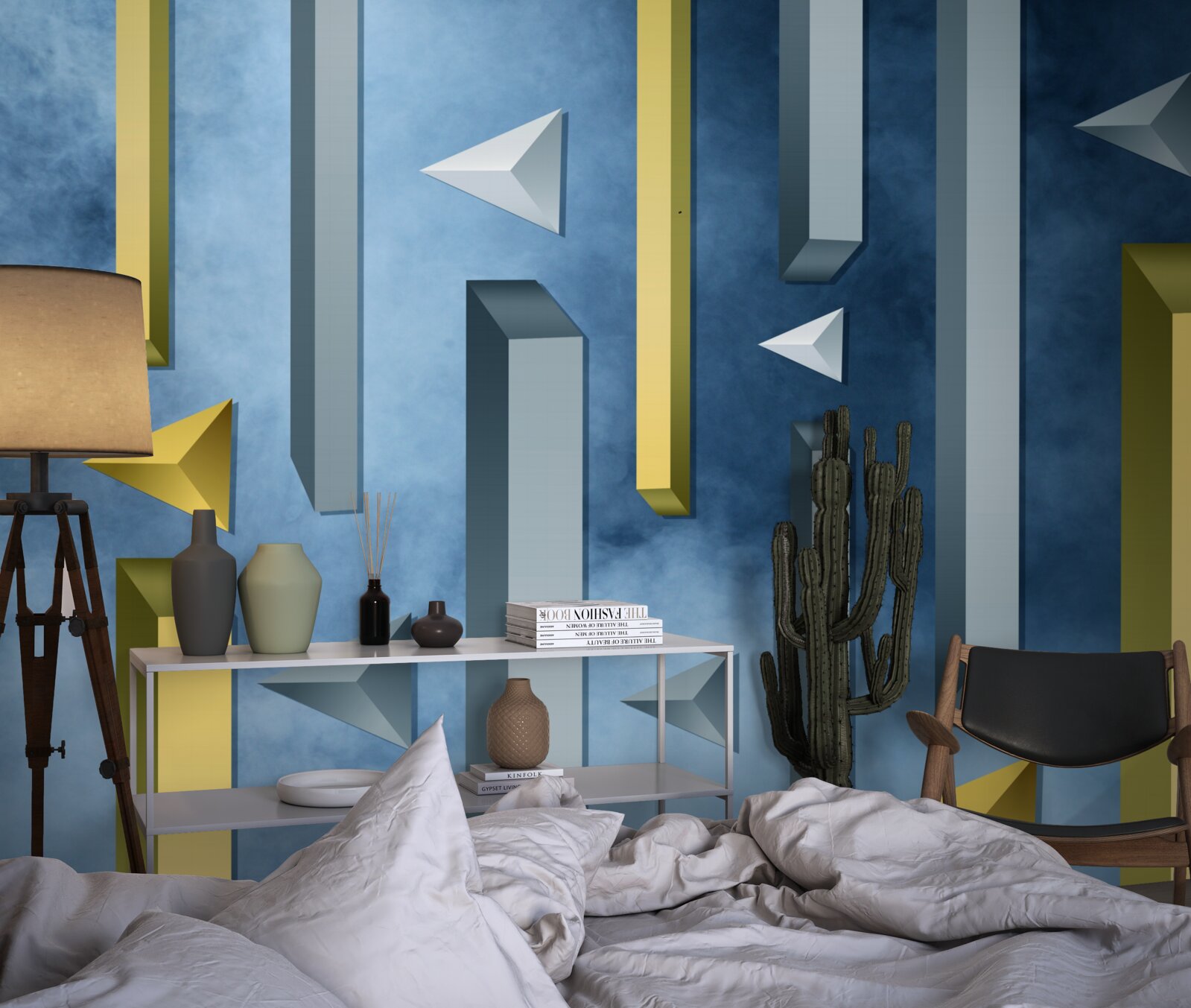 Fotobehang zwerm vogels tegen een blauwe lucht