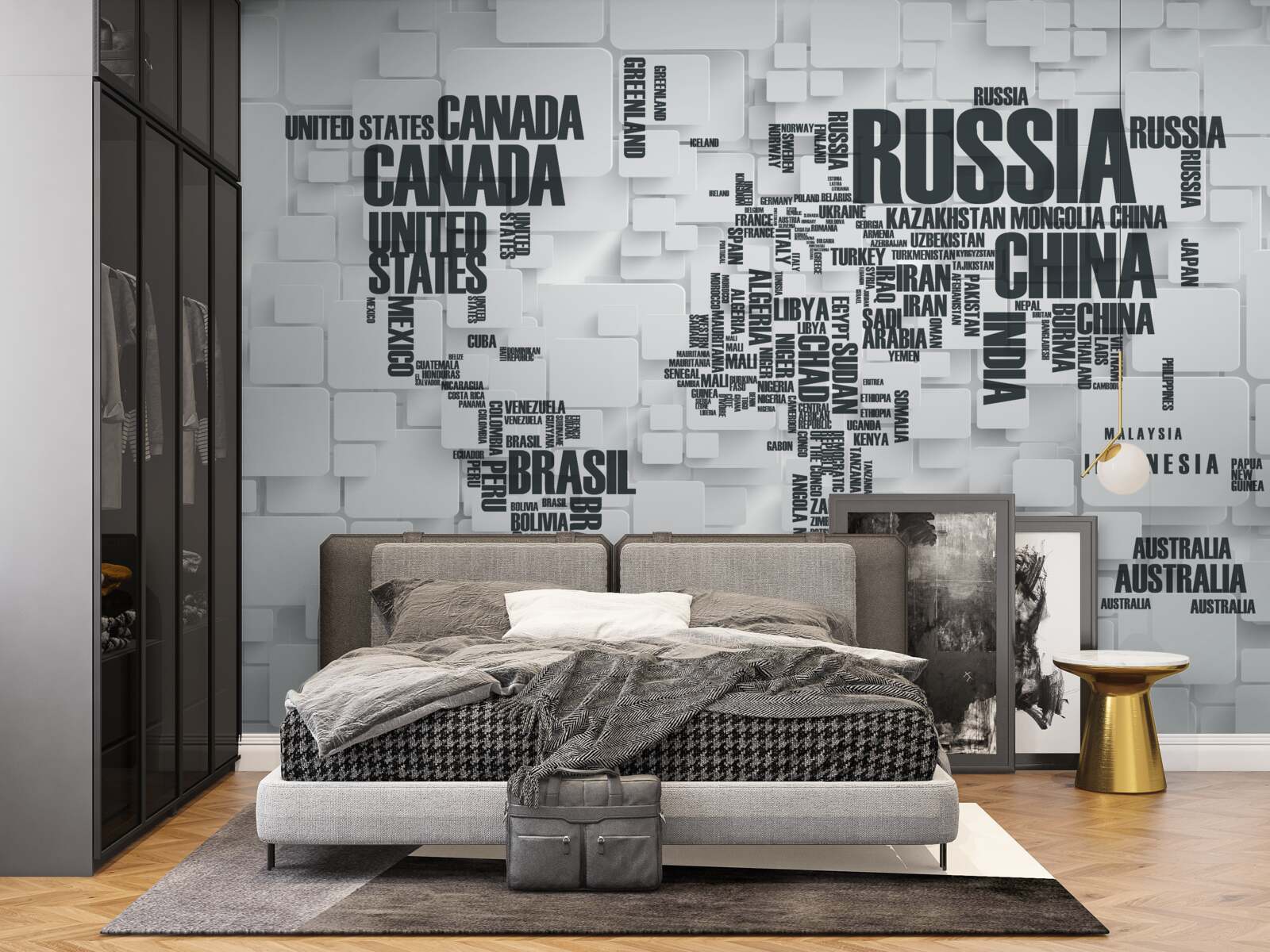 Fotobehang kaart met de grootste landen ter wereld