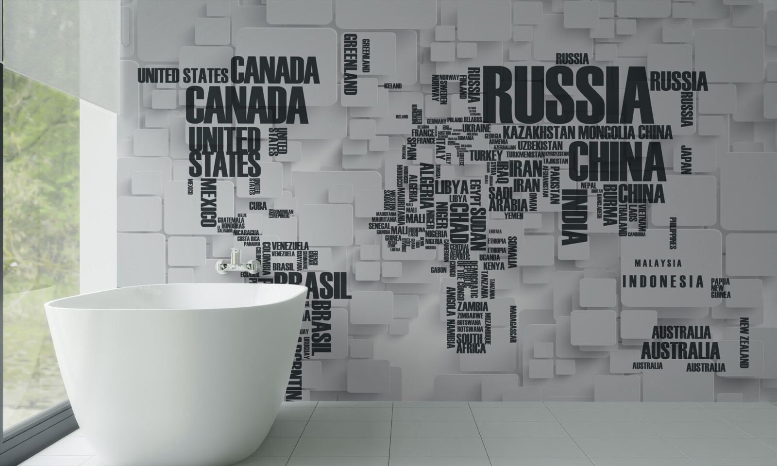 Fotobehang kaart met de grootste landen ter wereld