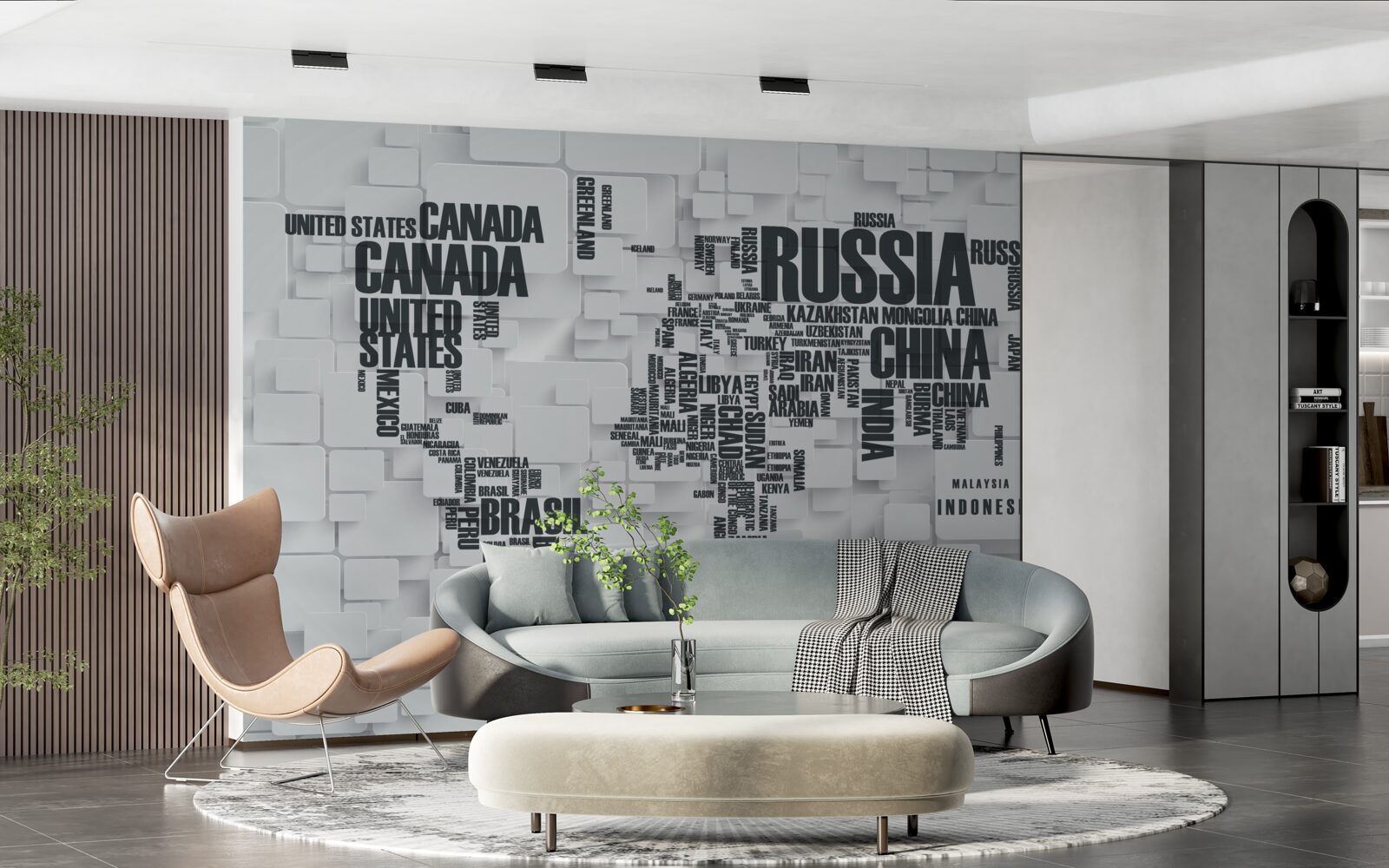 Fotobehang kaart met de grootste landen ter wereld