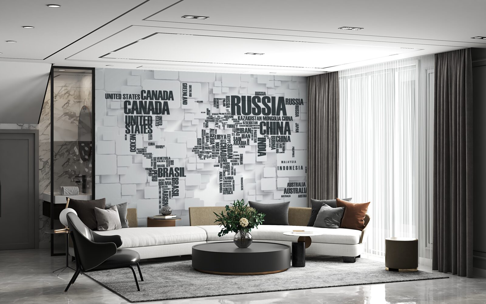 Fotobehang kaart met de grootste landen ter wereld