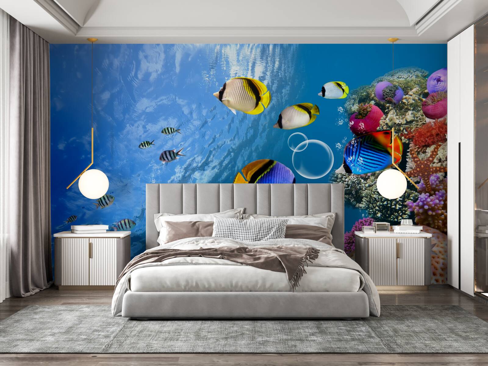 Fotobehang heldere vissen in rustig water