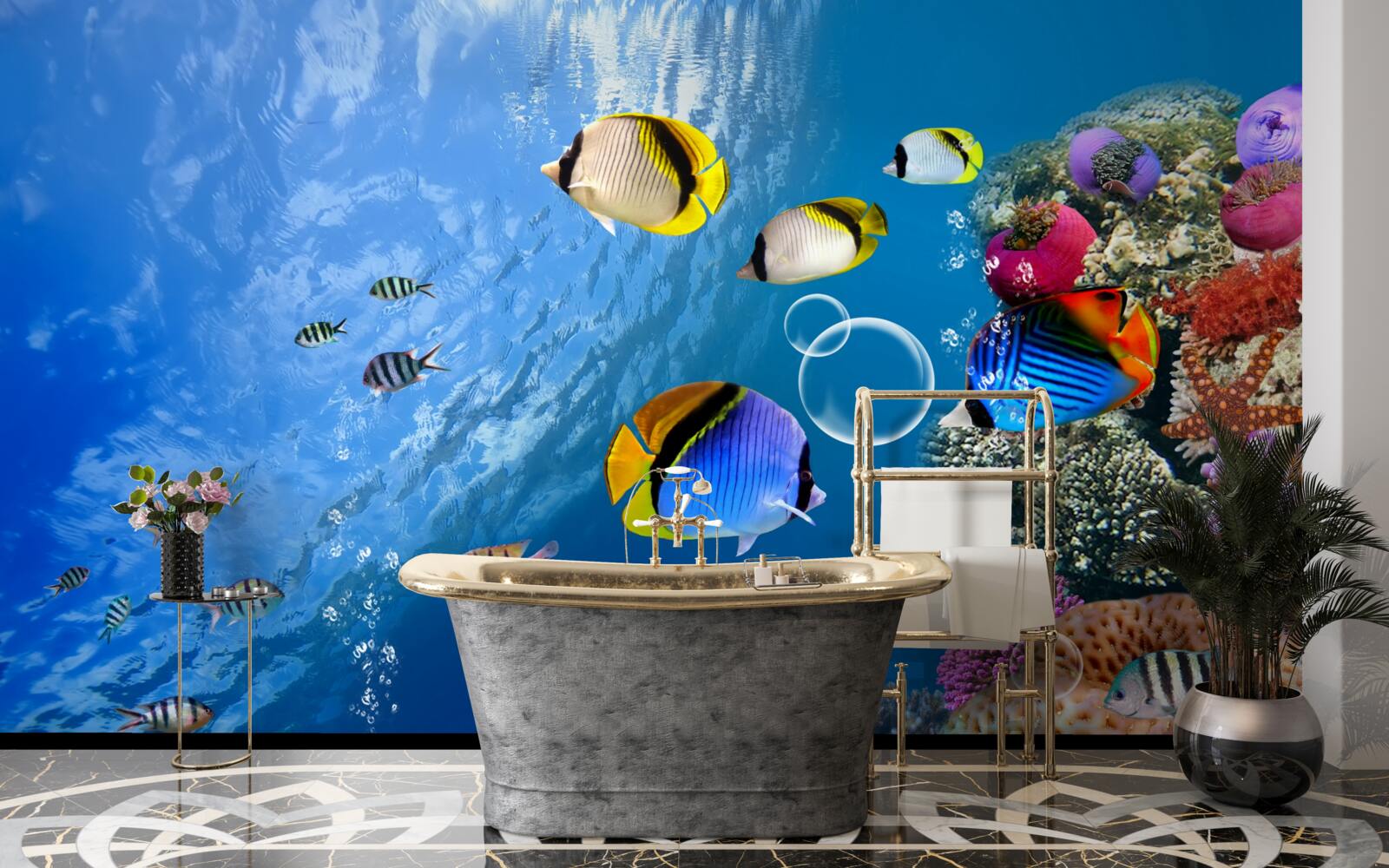 Fotobehang heldere vissen in rustig water