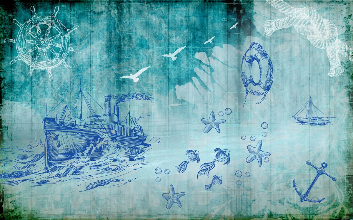 Fotobehang Leven aan boord van het schip en in de oceaan