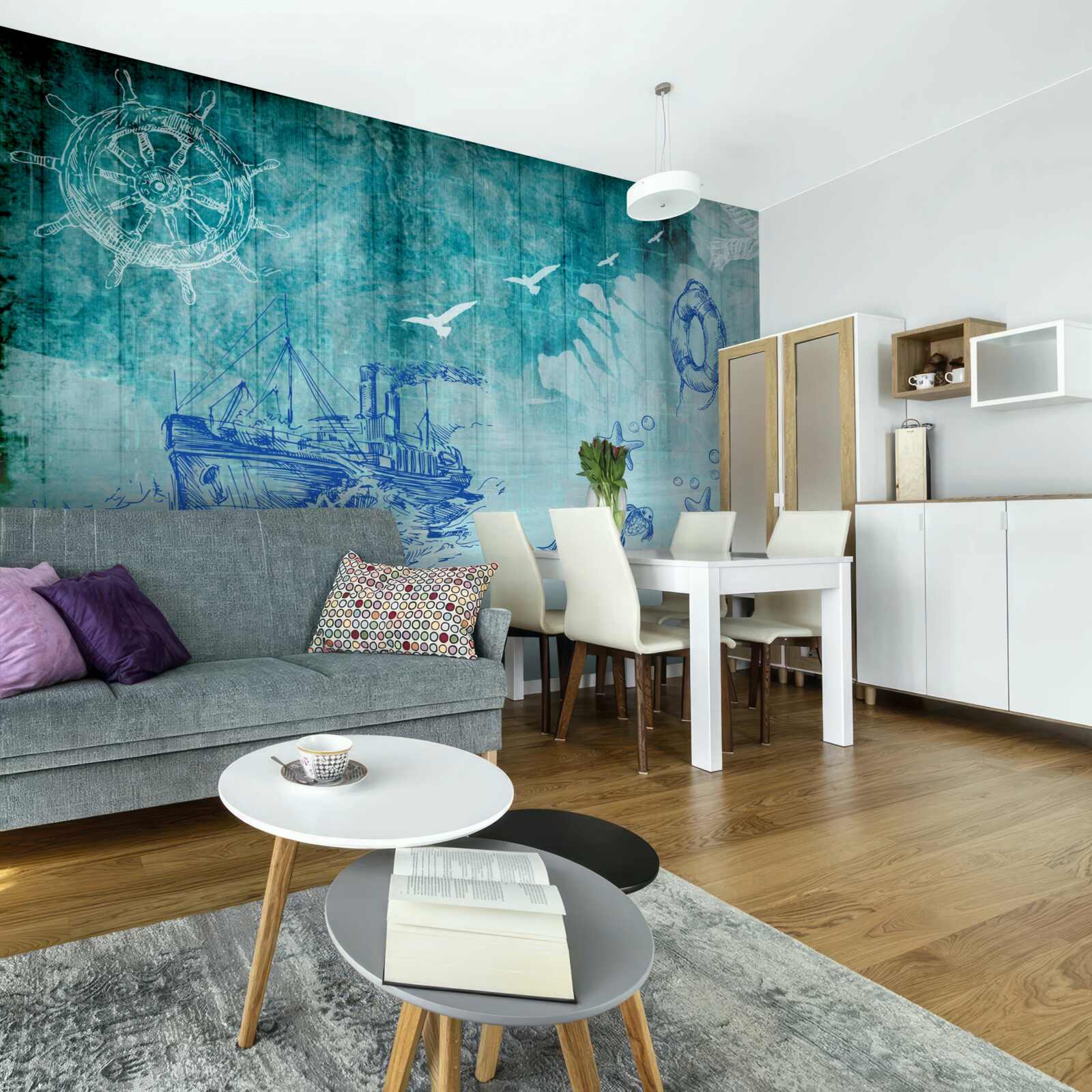 Fotobehang Leven aan boord van het schip en in de oceaan