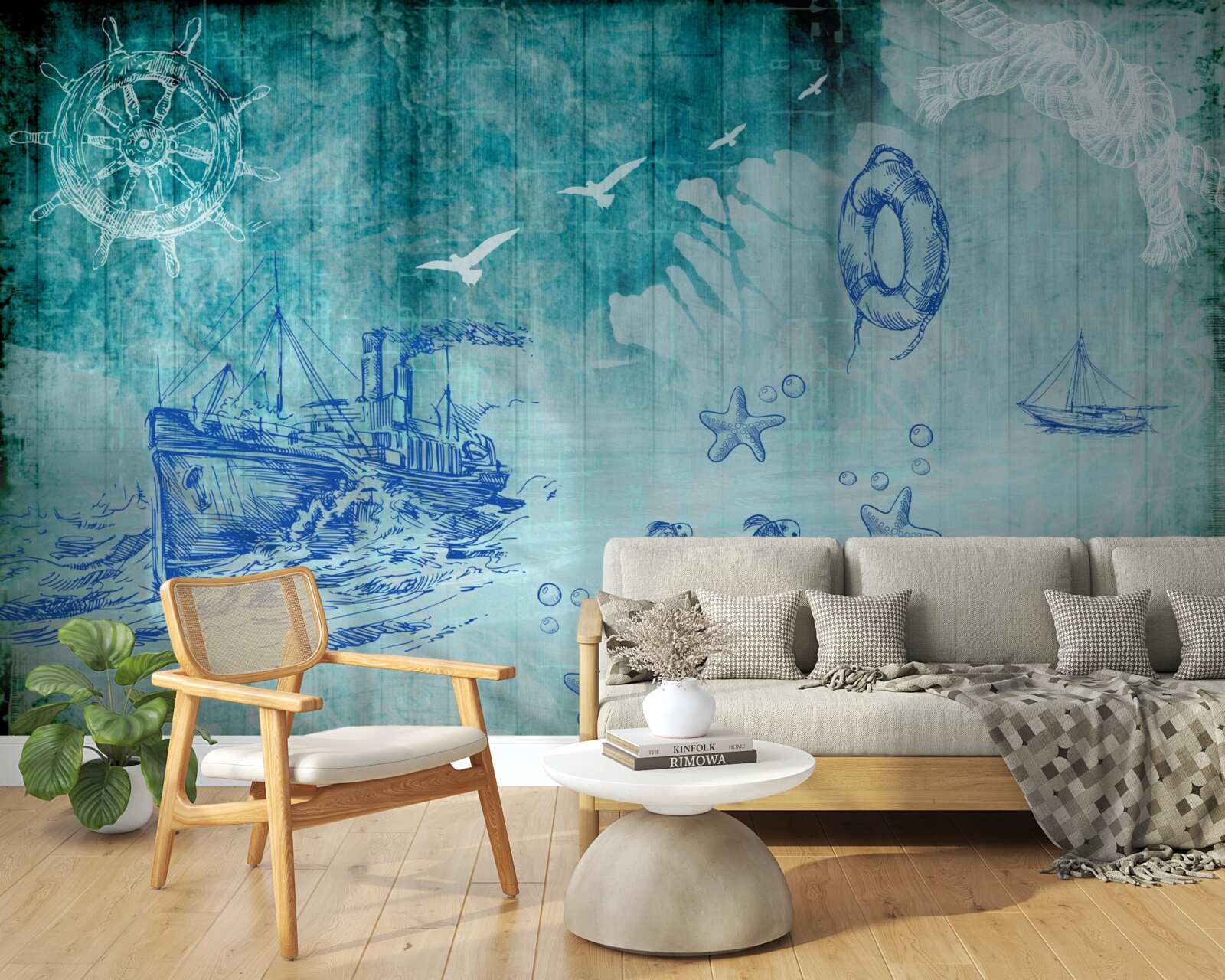 Fotobehang Leven aan boord van het schip en in de oceaan