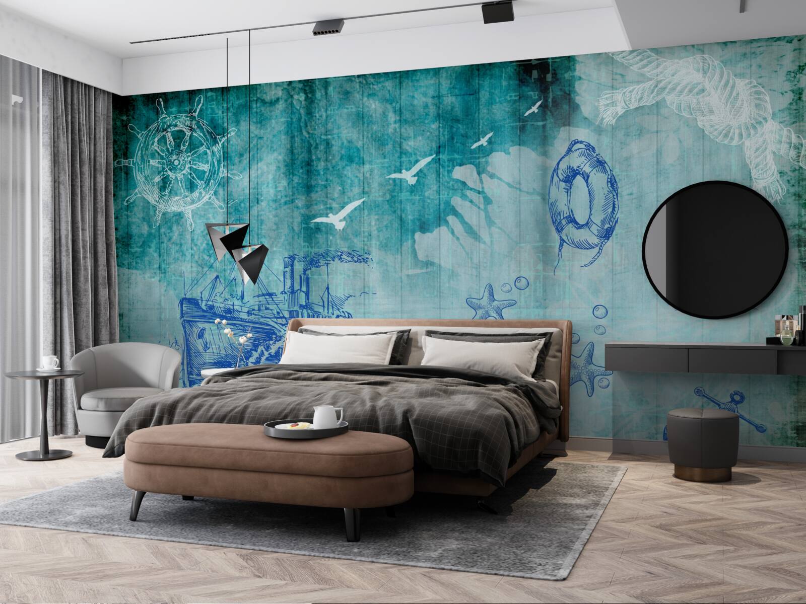 Fotobehang Leven aan boord van het schip en in de oceaan