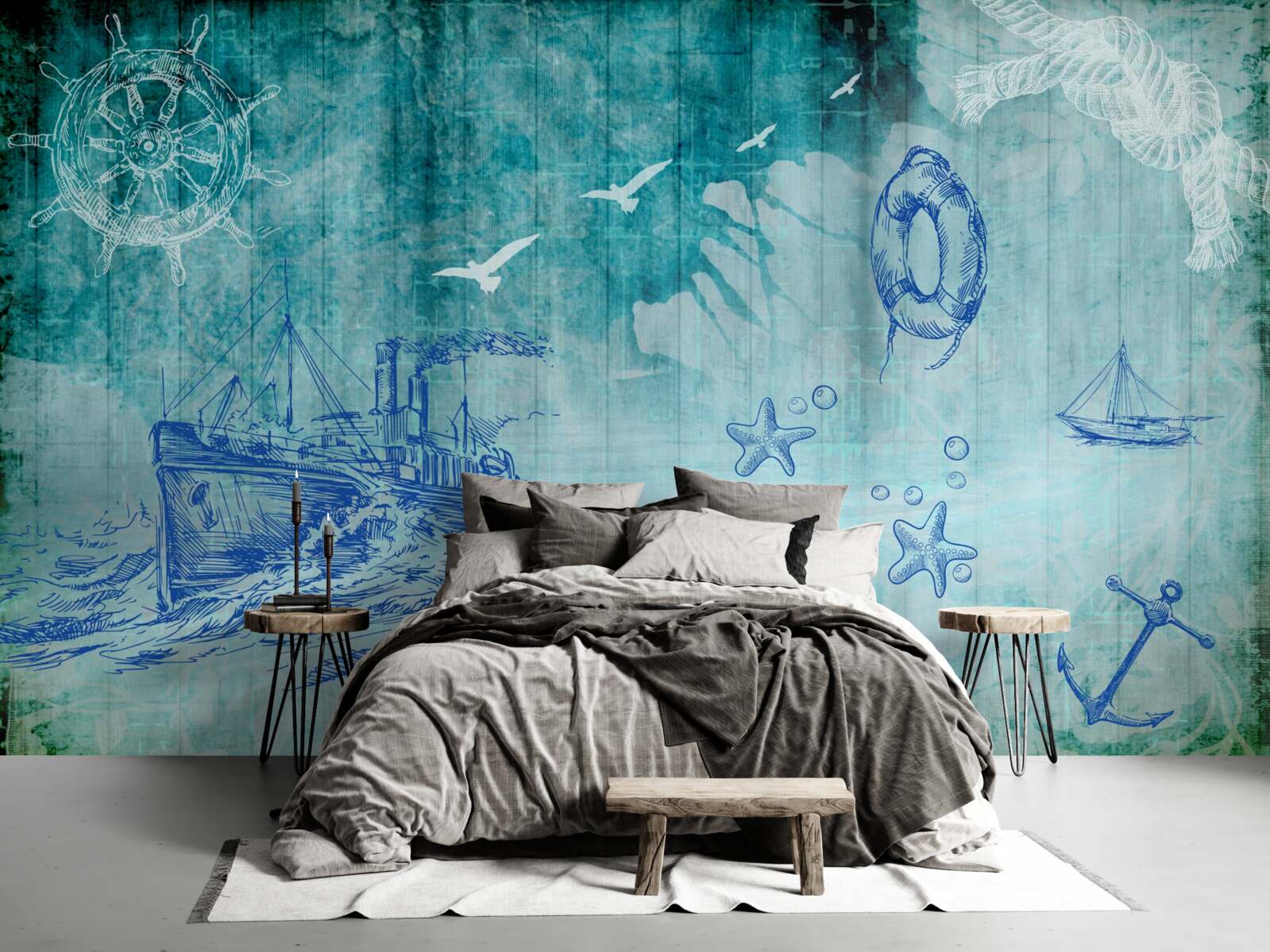 Fotobehang Leven aan boord van het schip en in de oceaan