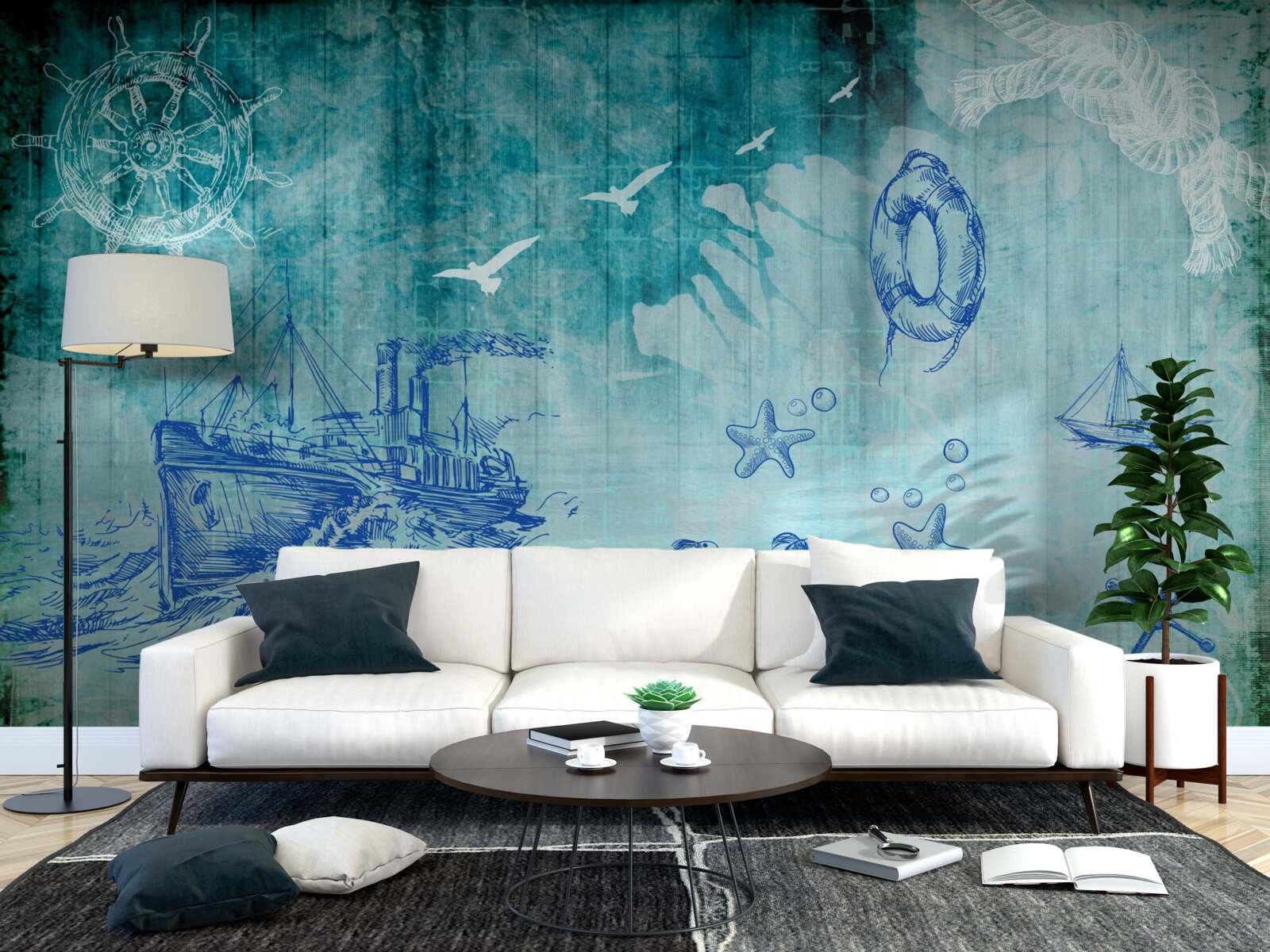 Fotobehang Leven aan boord van het schip en in de oceaan