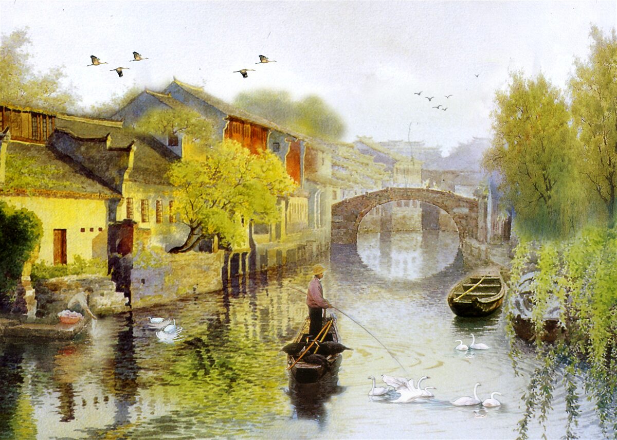 Fotobehang aquarellen met bosbloemen