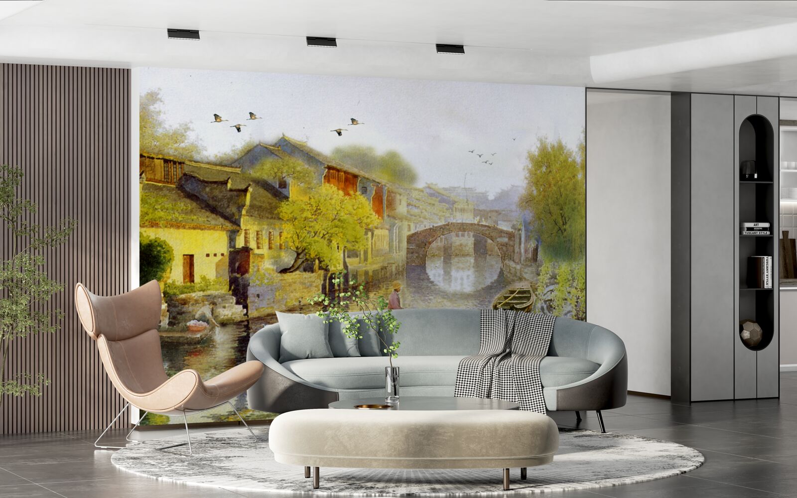 Fotobehang aquarellen met bosbloemen