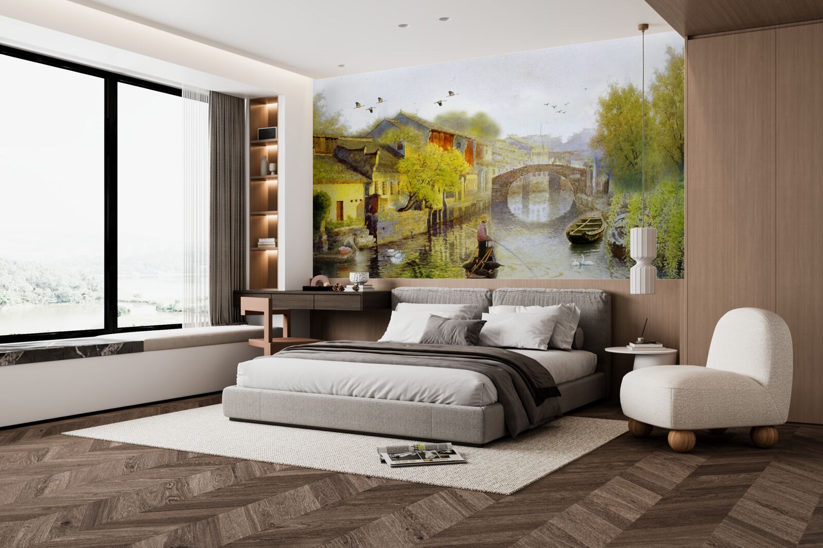 Fotobehang aquarellen met bosbloemen