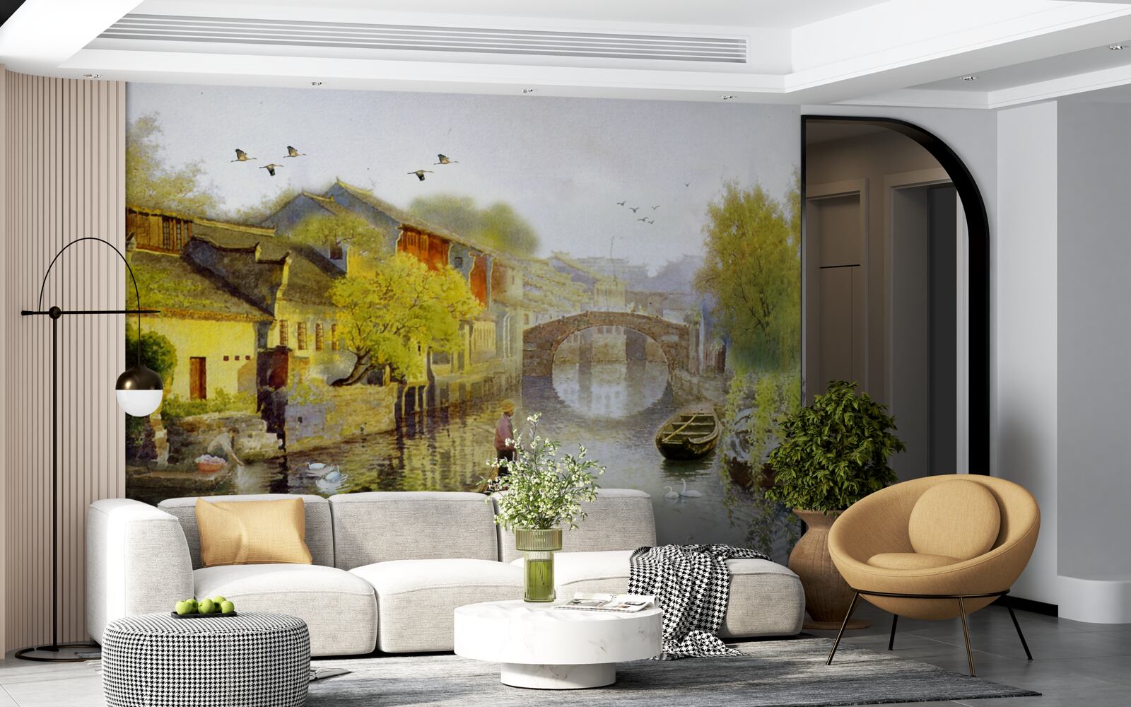 Fotobehang aquarellen met bosbloemen