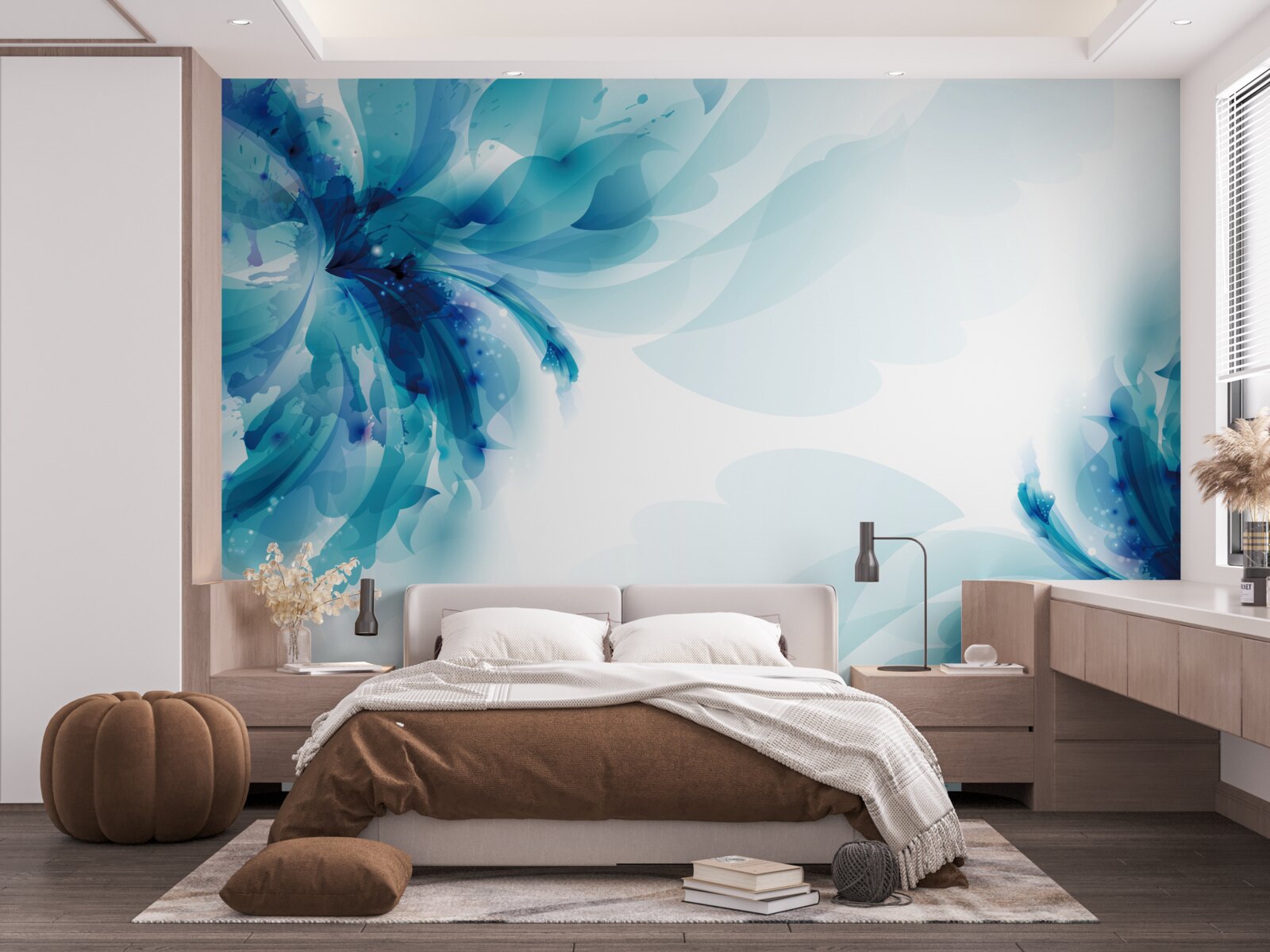 Fotobehang twee grote getekende blauwe knoppen