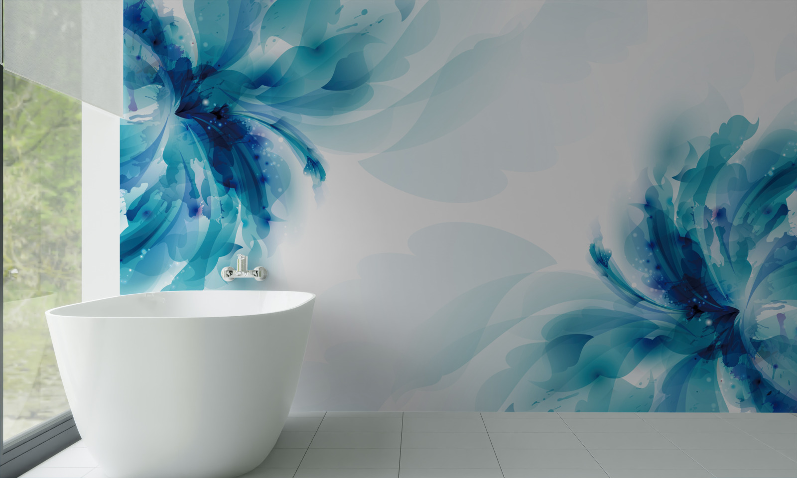 Fotobehang twee grote getekende blauwe knoppen