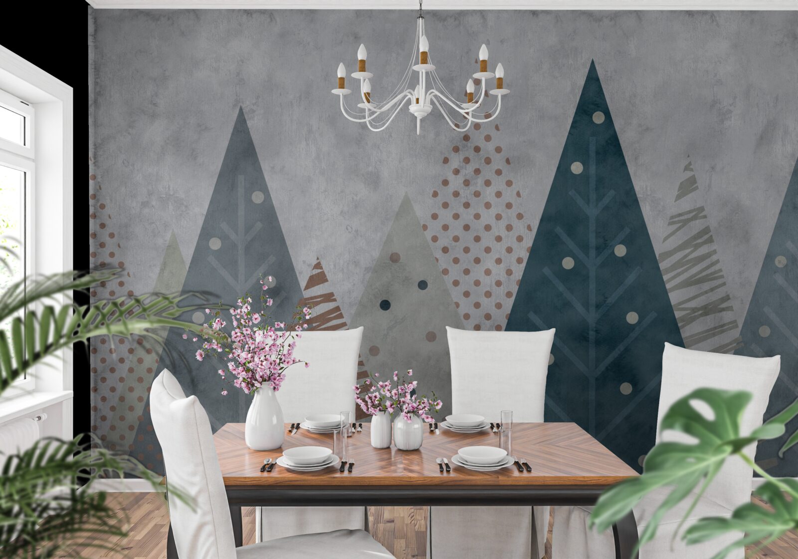 Fotobehang abstract herfstbeeld van een naaldbos