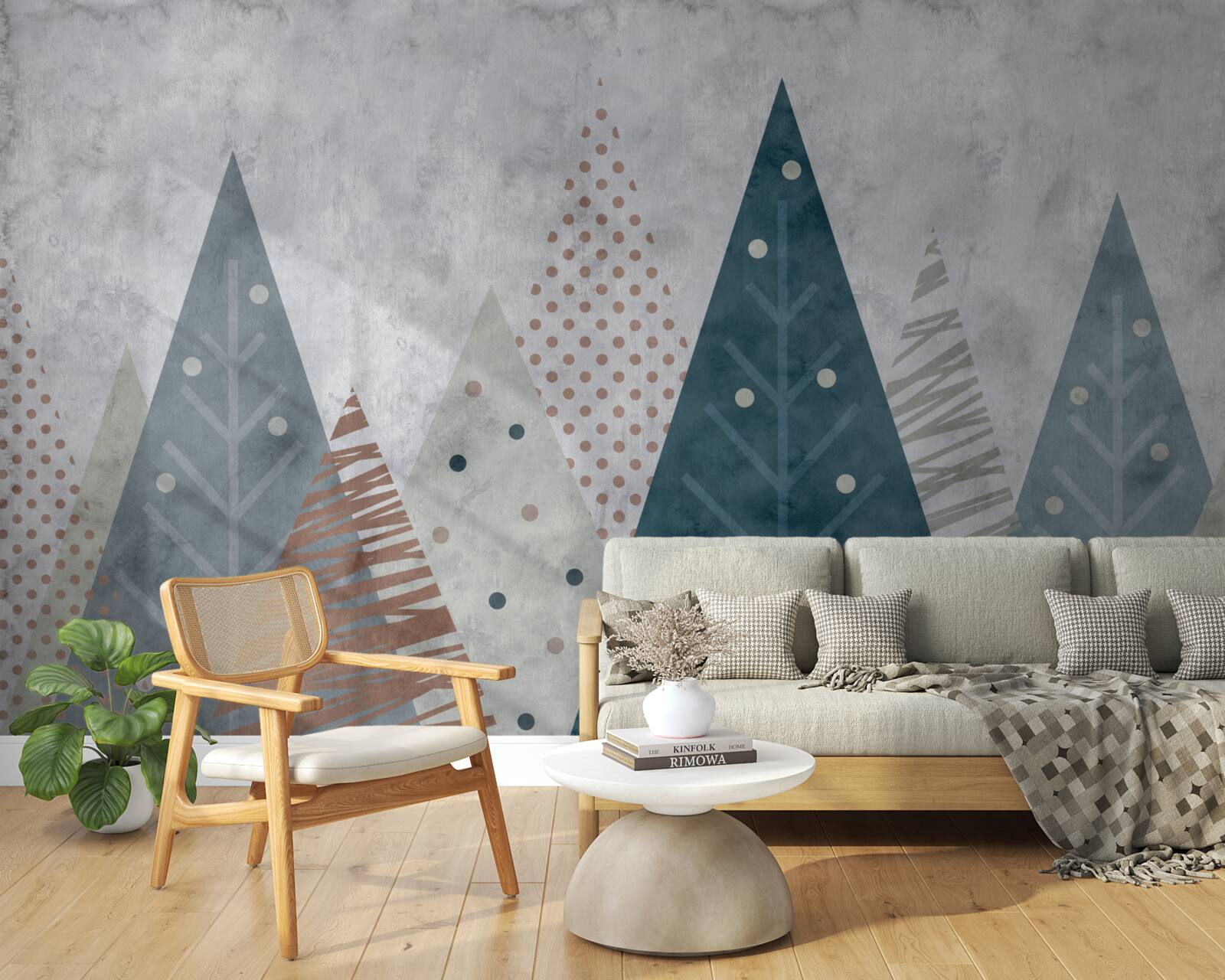 Fotobehang abstract herfstbeeld van een naaldbos