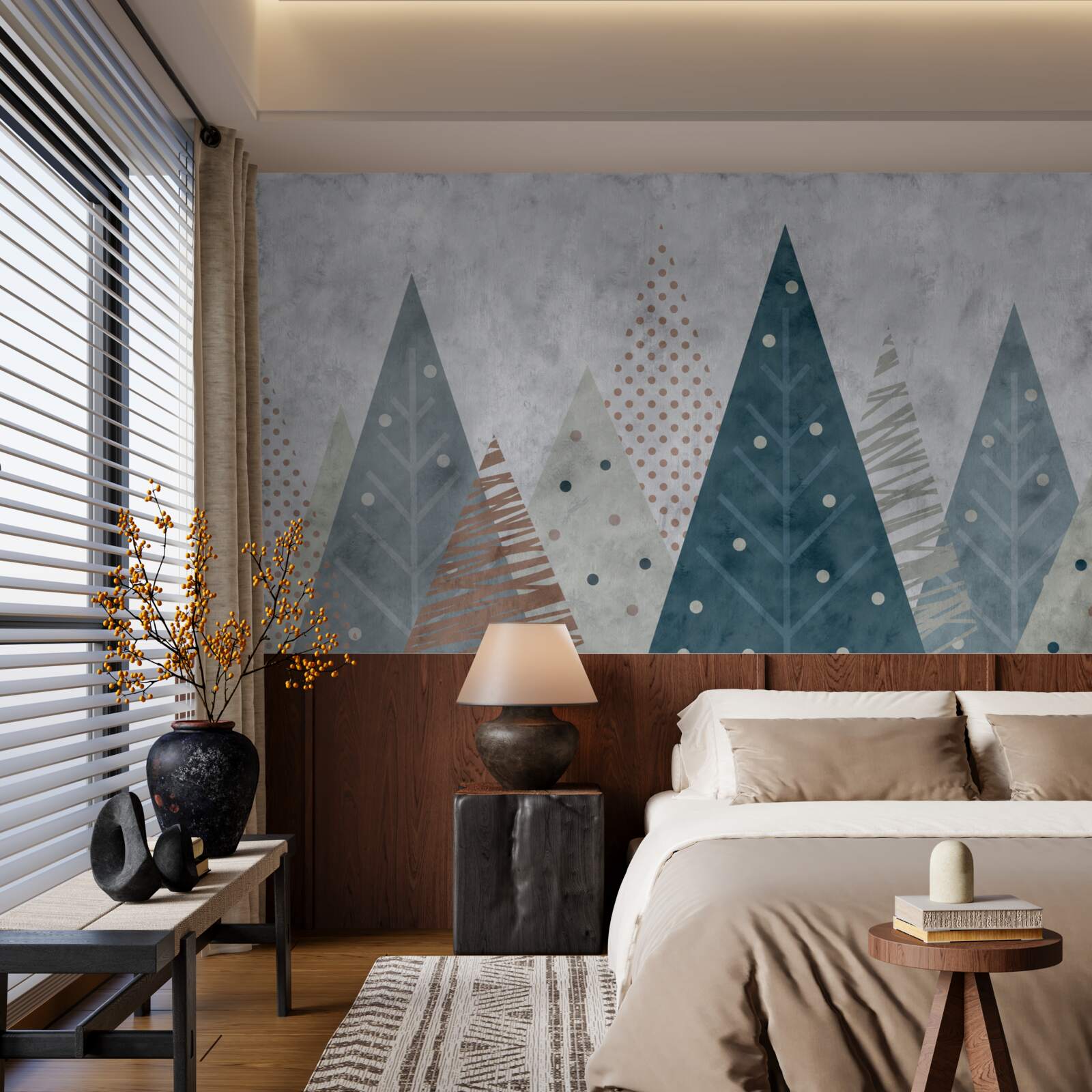 Fotobehang abstract herfstbeeld van een naaldbos