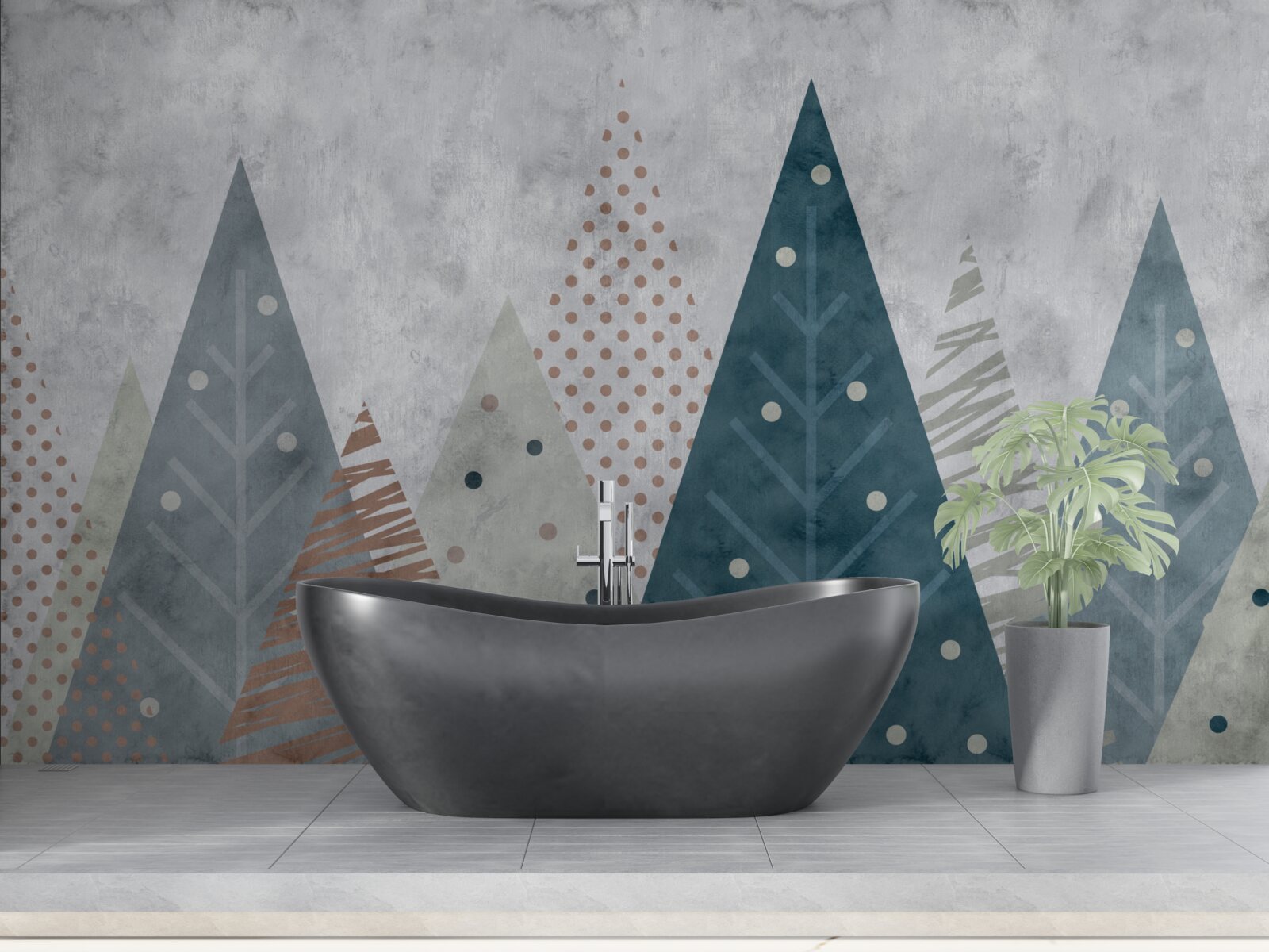 Fotobehang abstract herfstbeeld van een naaldbos