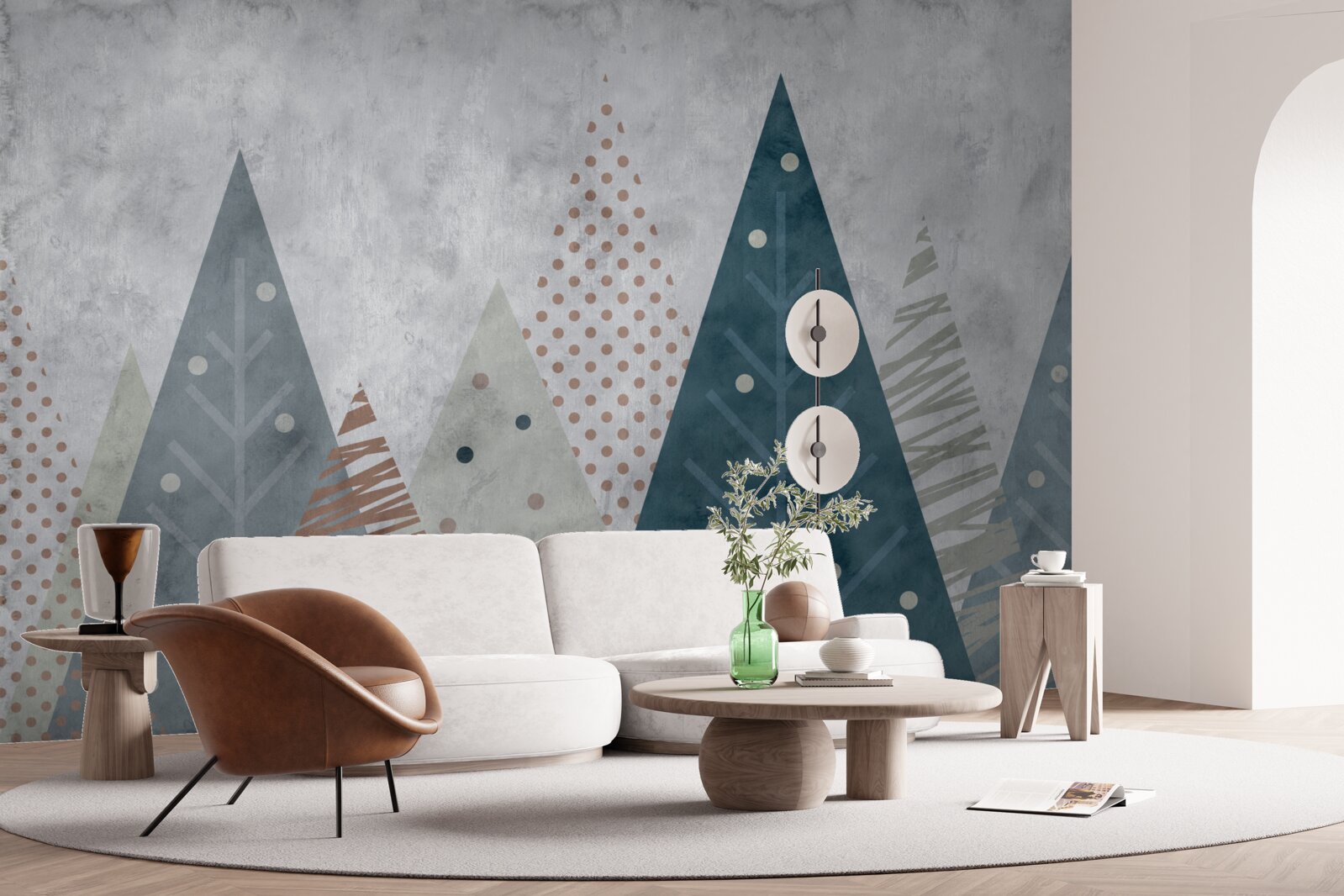 Fotobehang abstract herfstbeeld van een naaldbos