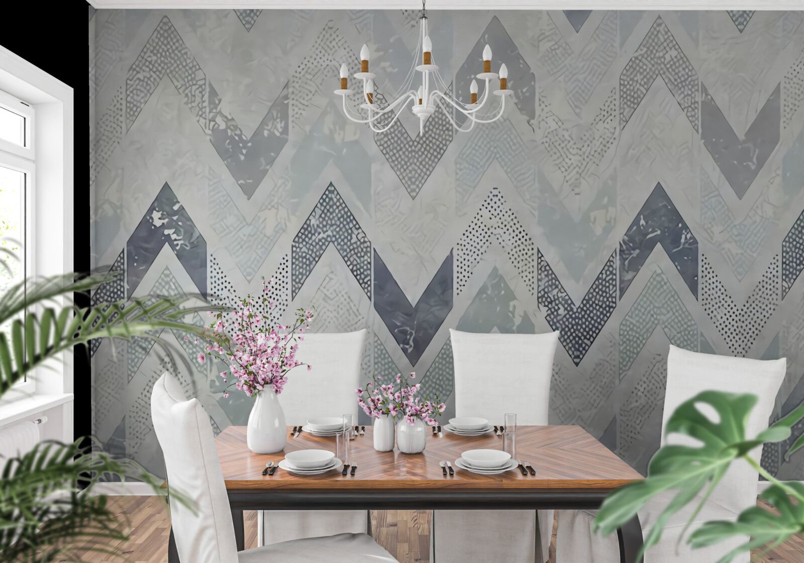 Fotobehang koude lijnen die in een zigzagpatroon lopen