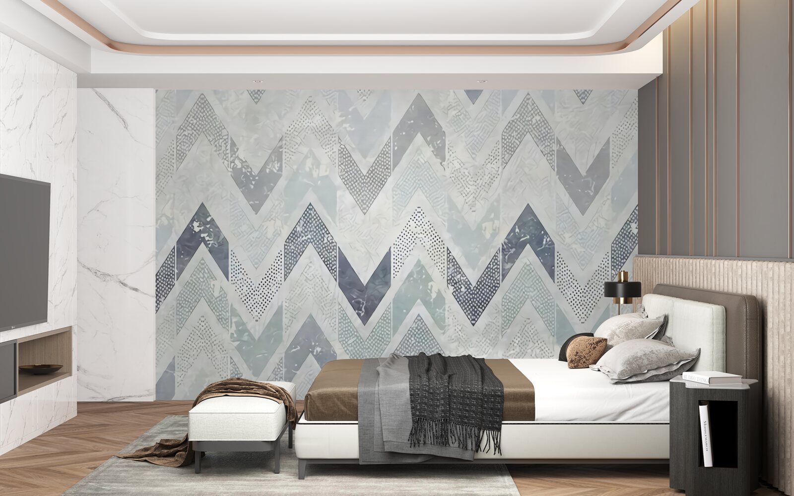 Fotobehang koude lijnen die in een zigzagpatroon lopen