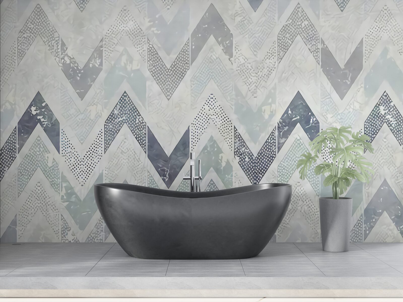 Fotobehang koude lijnen die in een zigzagpatroon lopen