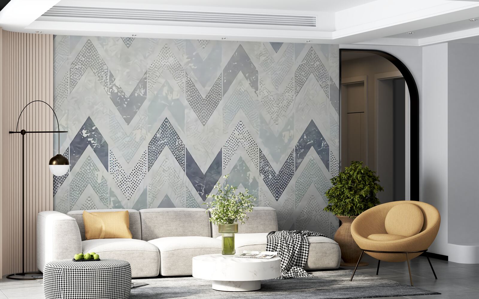 Fotobehang koude lijnen die in een zigzagpatroon lopen