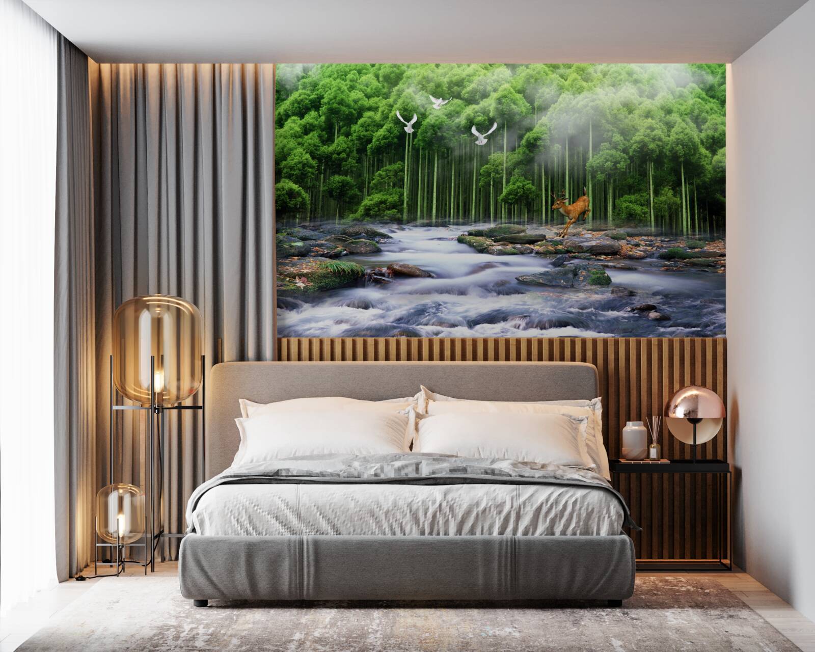 Fotobehang bosnatuur en watervallen