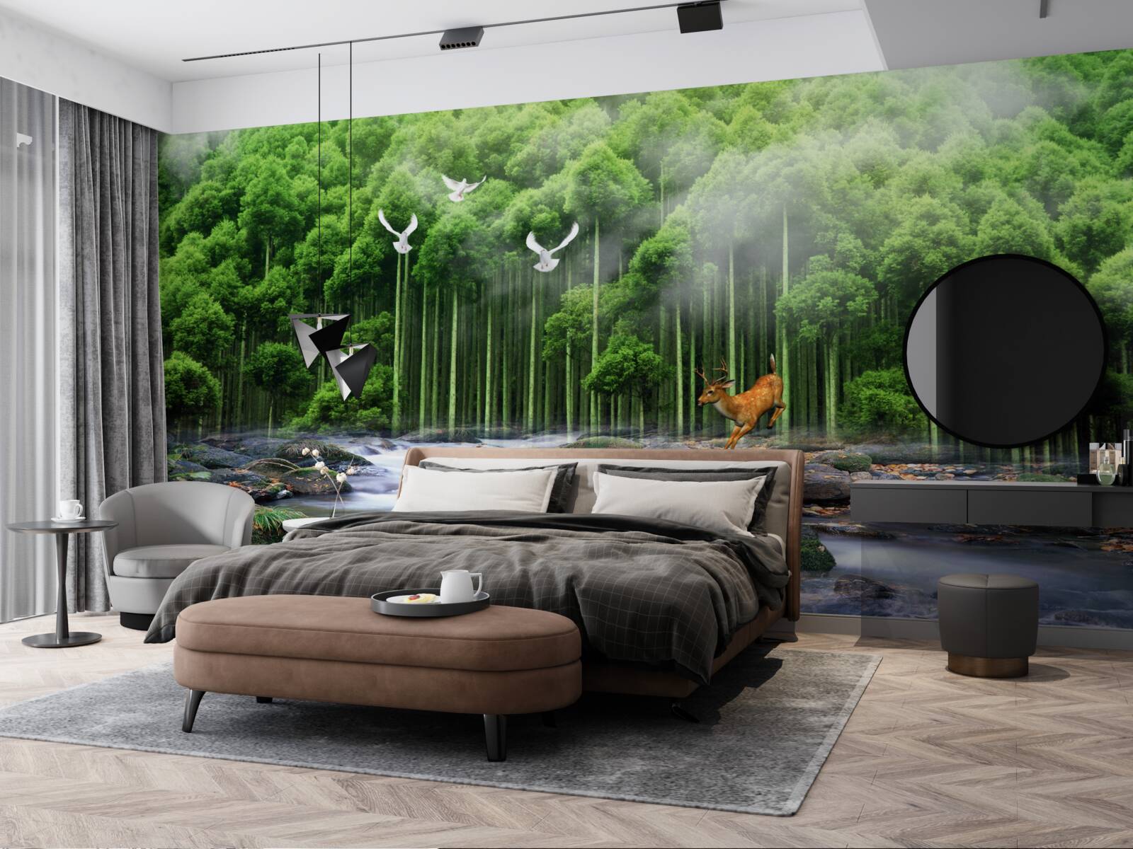 Fotobehang bosnatuur en watervallen