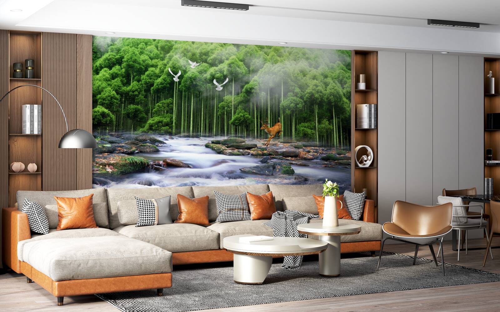 Fotobehang bosnatuur en watervallen