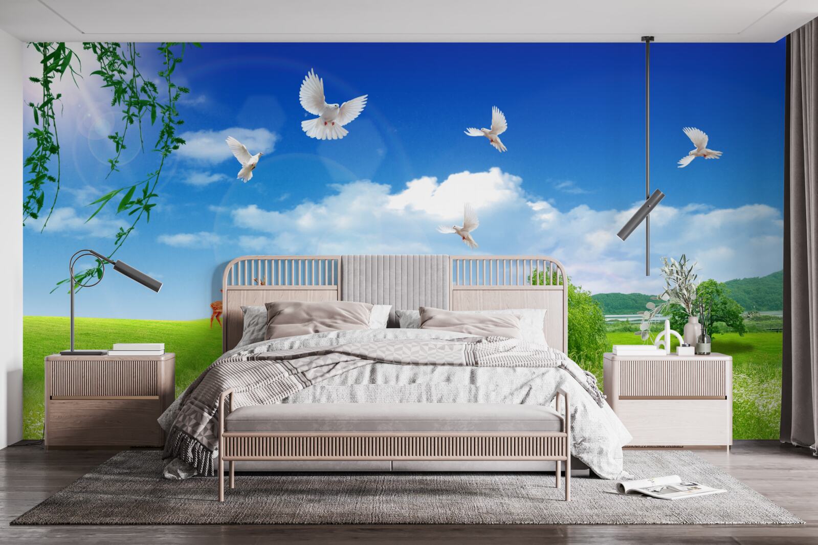 Fotobehang twee herten in groene gebieden