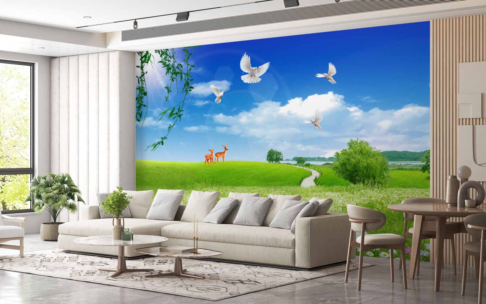 Fotobehang twee herten in groene gebieden