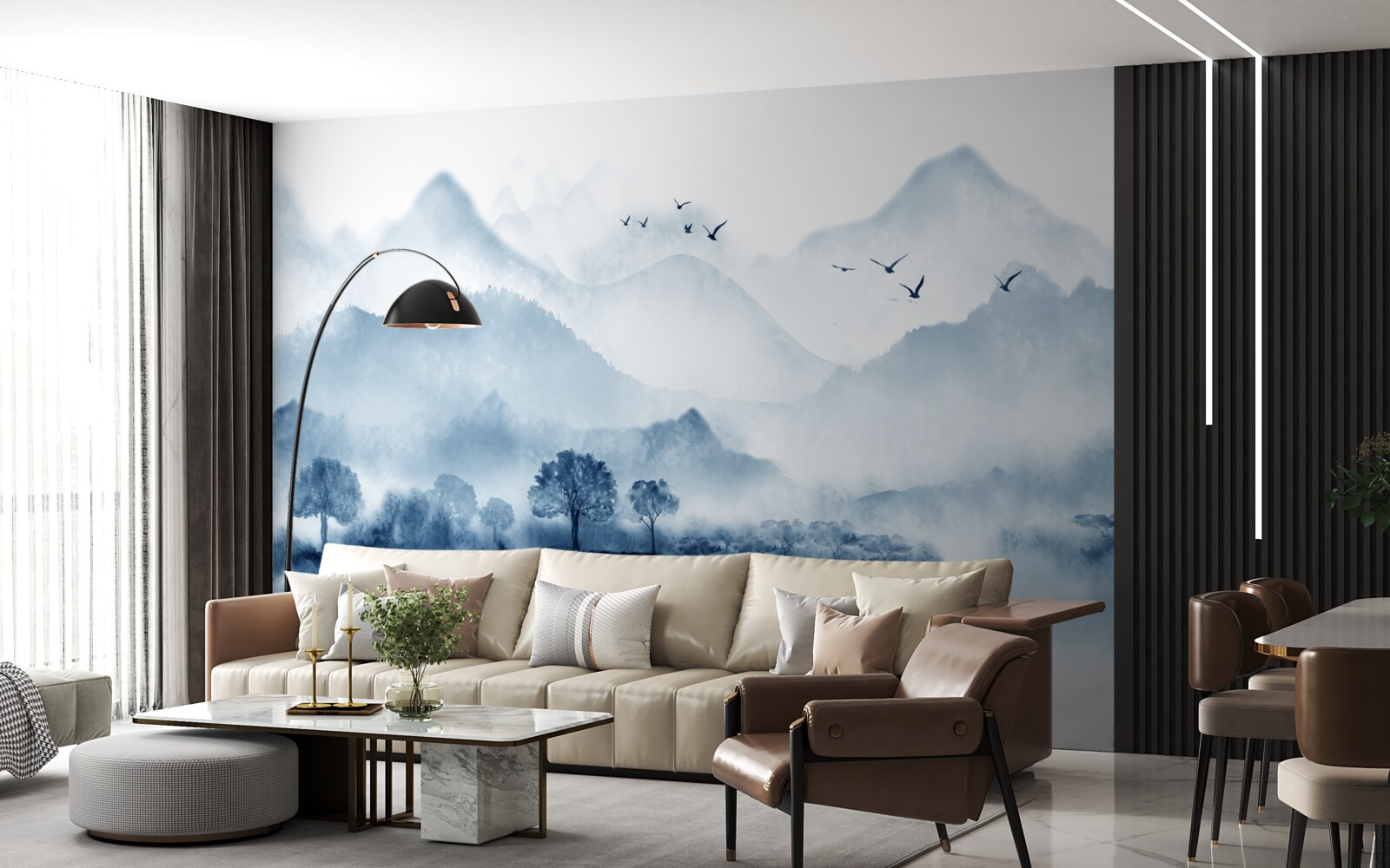 Fotobehang rust en stilte op een visvijver in de bergen