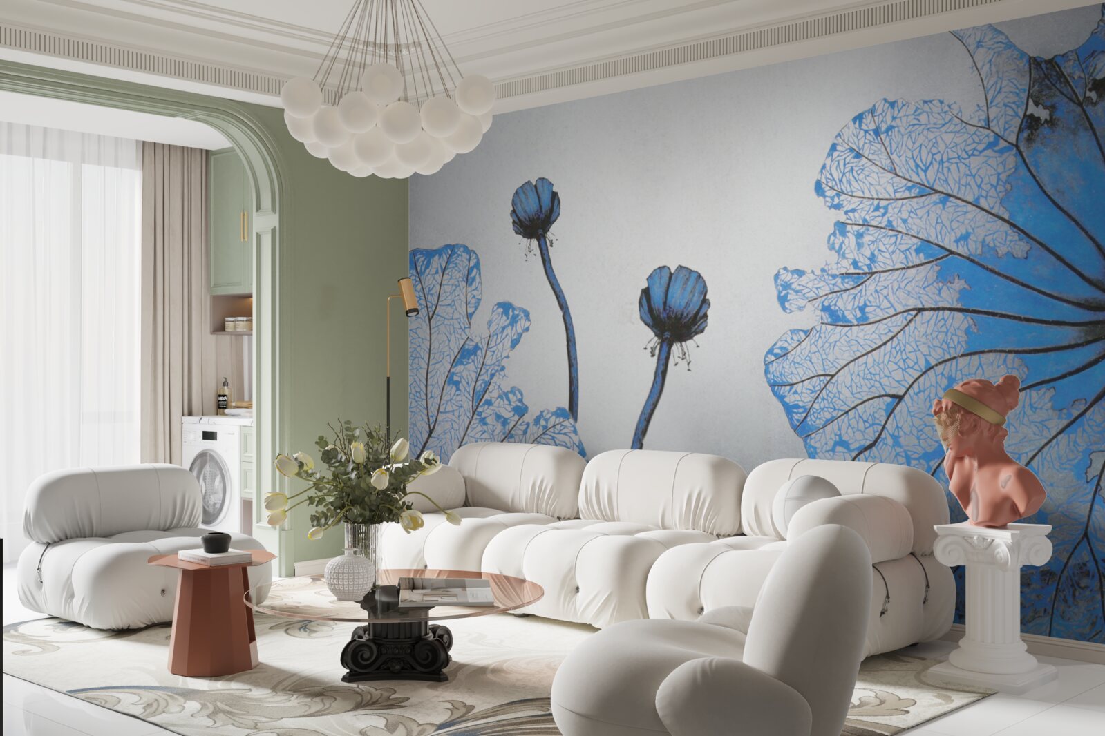 Fotobehang een gedetailleerd overzicht van exotische bloemen