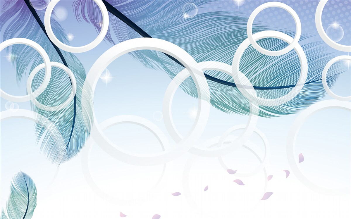 Fotobehang grote witte wielen en veren