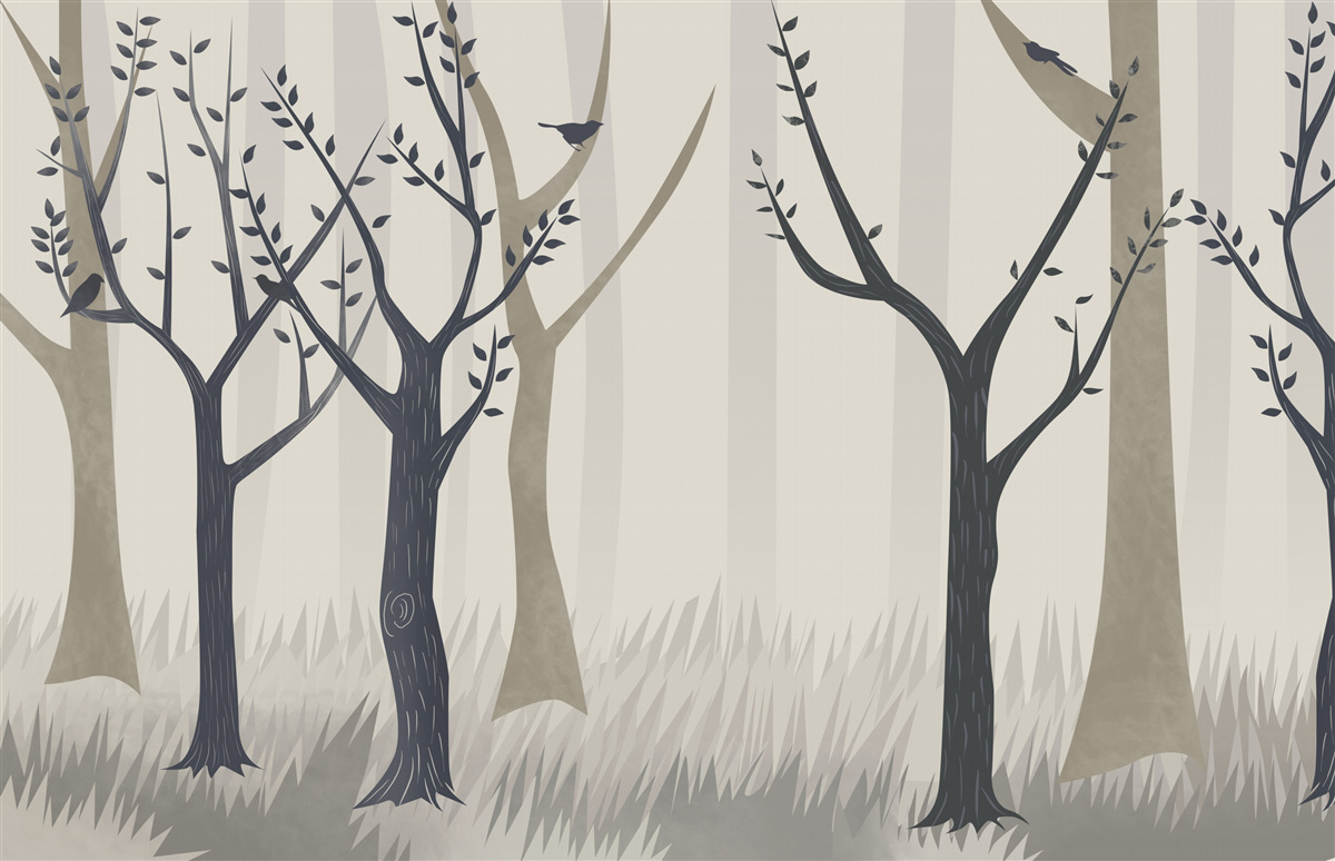 Fotobehang mistig bos in het abstracte